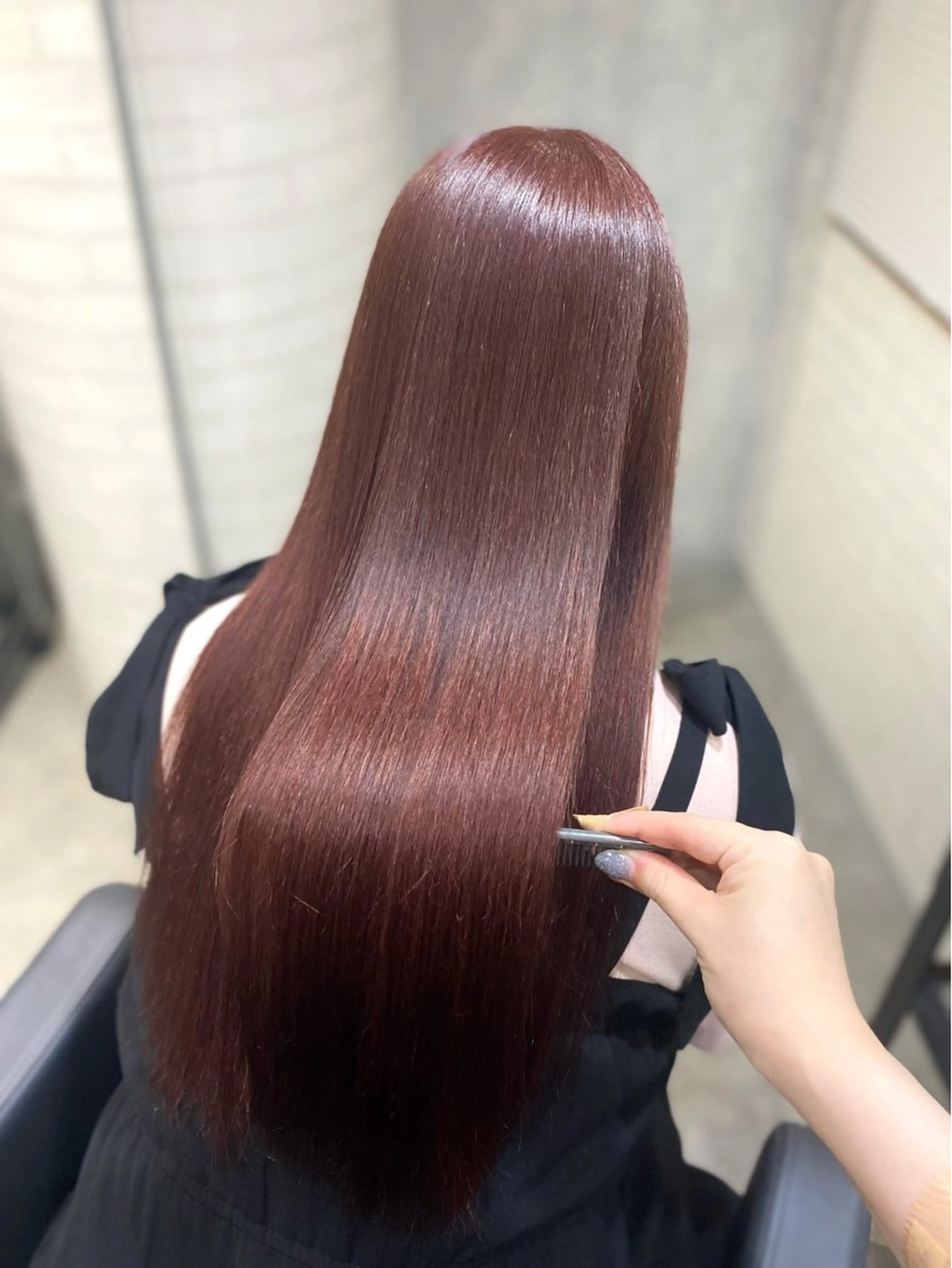 ロング カラー 透明感カラー ピンクカラー カット ヘアカラー トリートメント shiori/透明感 /顔周り/髪質改善のヘアスタイル