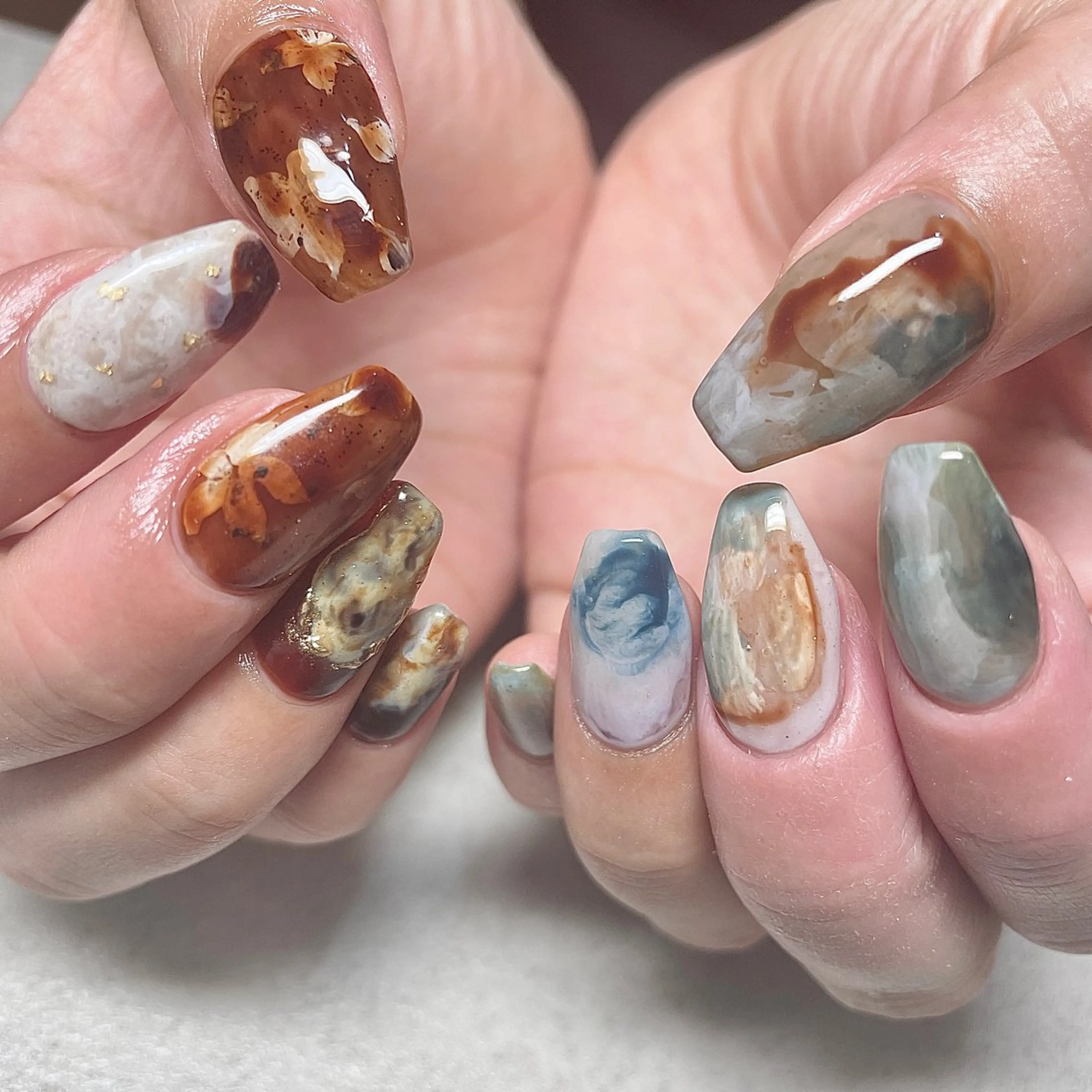 ネイル べっ甲ネイル ロングネイル 大理石ネイル(マーブル) ニュアンスネイル ハンドネイル acs.n所属・ネイル,耳つぼ 風間すみれのその他イメージ