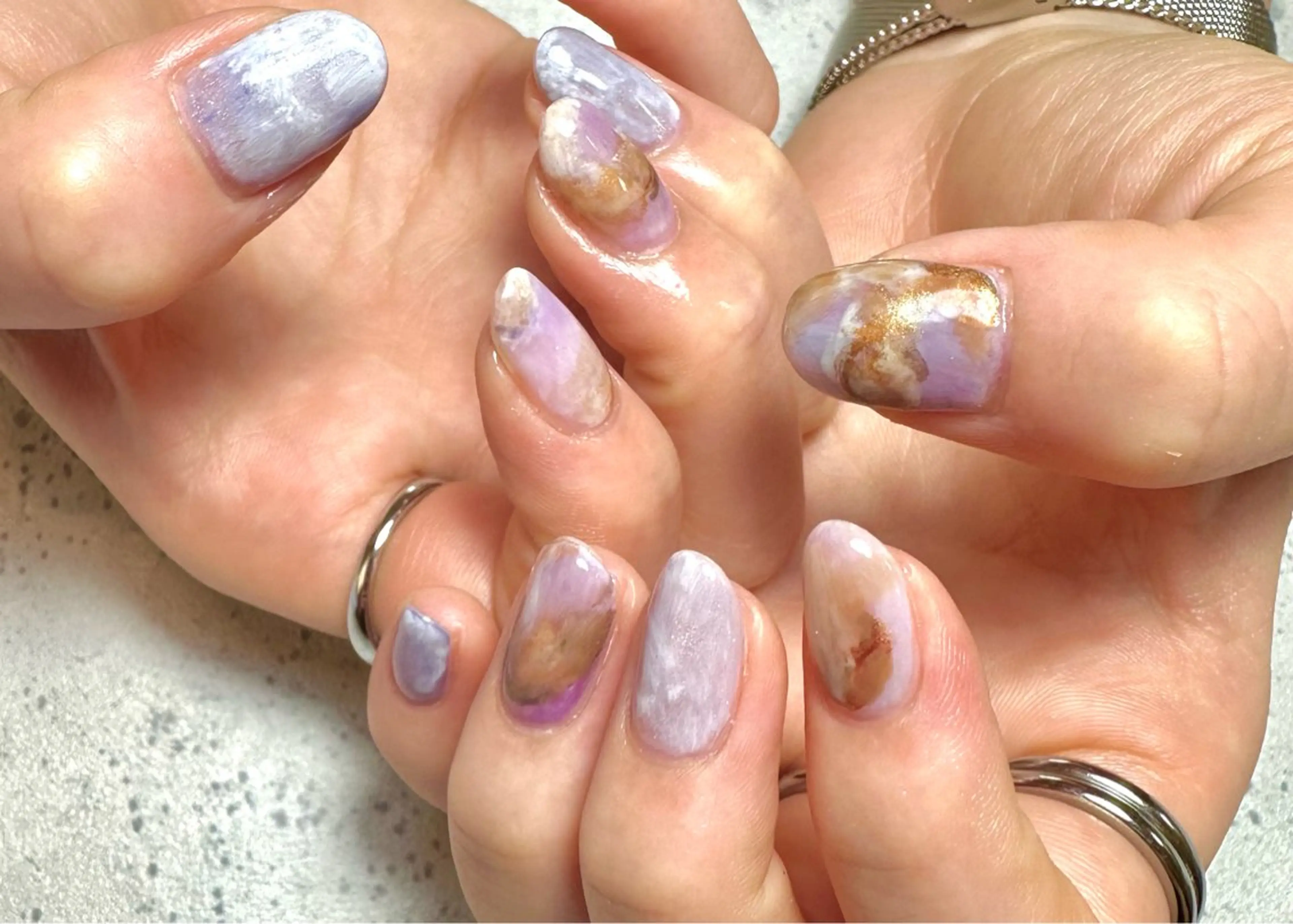 ネイル ブラウン ニュアンスネイル ハンドネイル フットネイル GéRanium Harukaのネイルデザイン