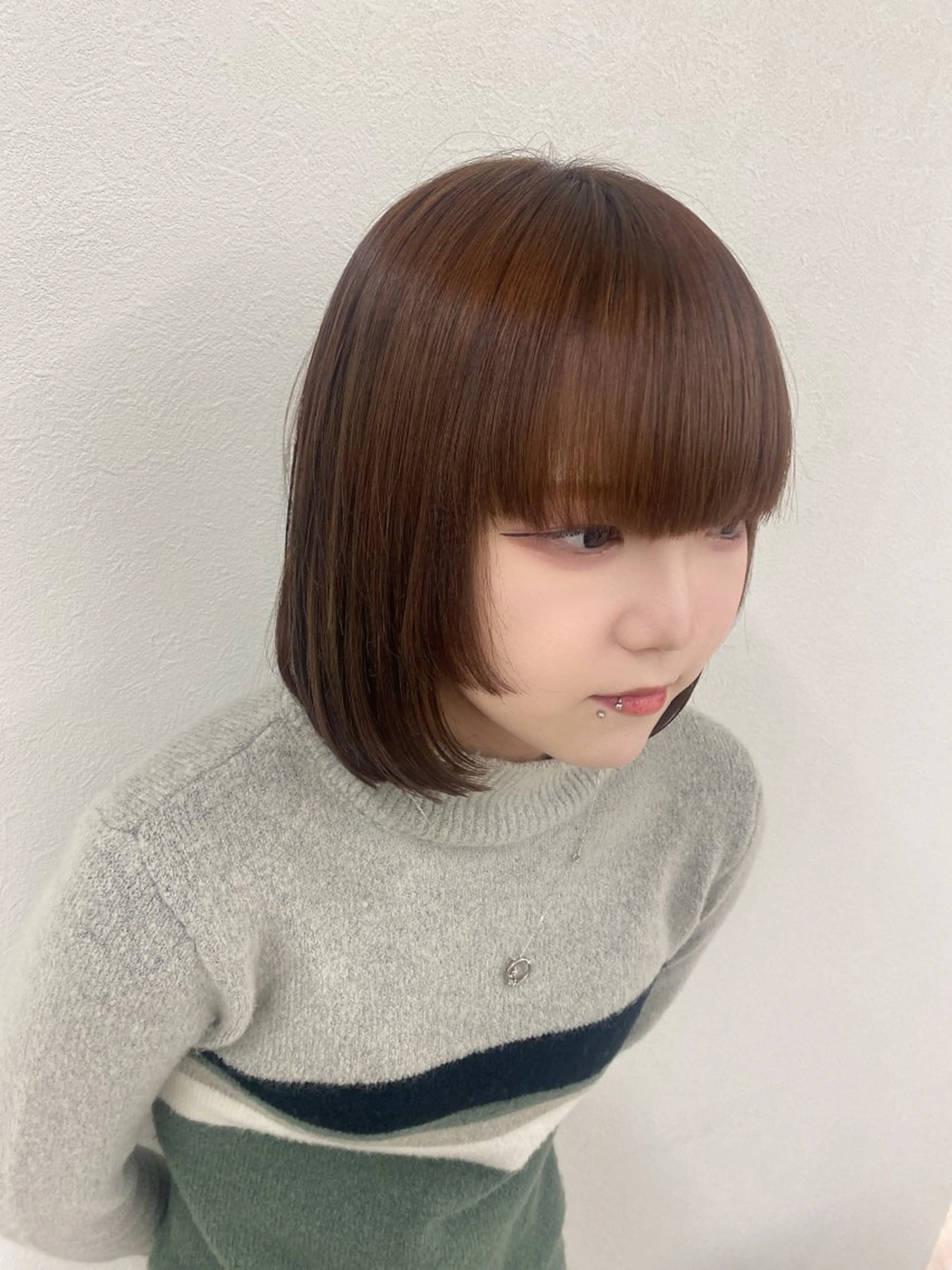 ミディアム ボブ 顔周りカット 姫カット 🫧暖色系カ ラー/斎藤奈々🫧のヘアスタイル