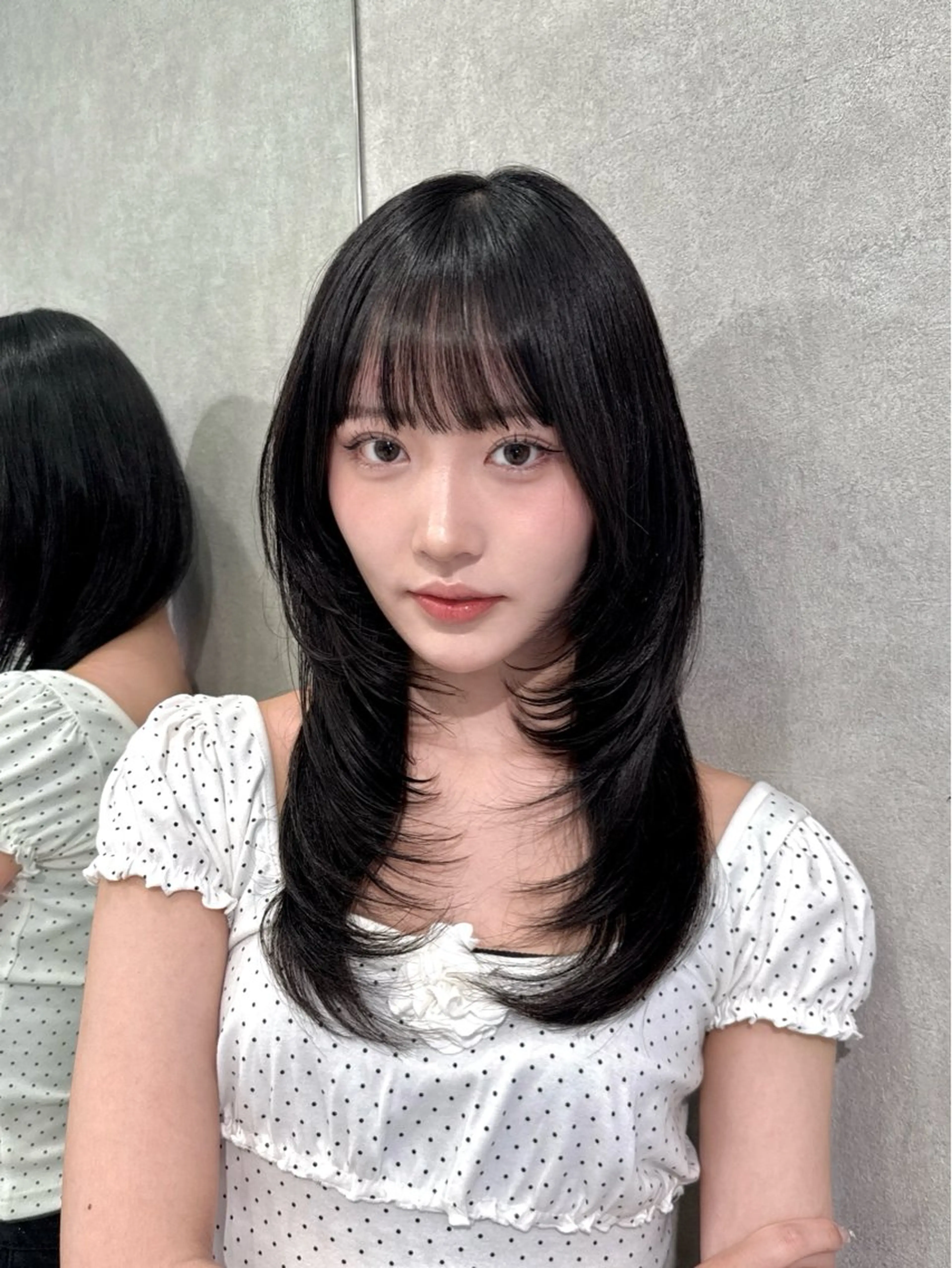セミロング カラー ハッシュカット 韓国風ヘア カット ヘアカラー トリートメント RIN/韓国レイヤー /ハッシュカットのヘアスタイル