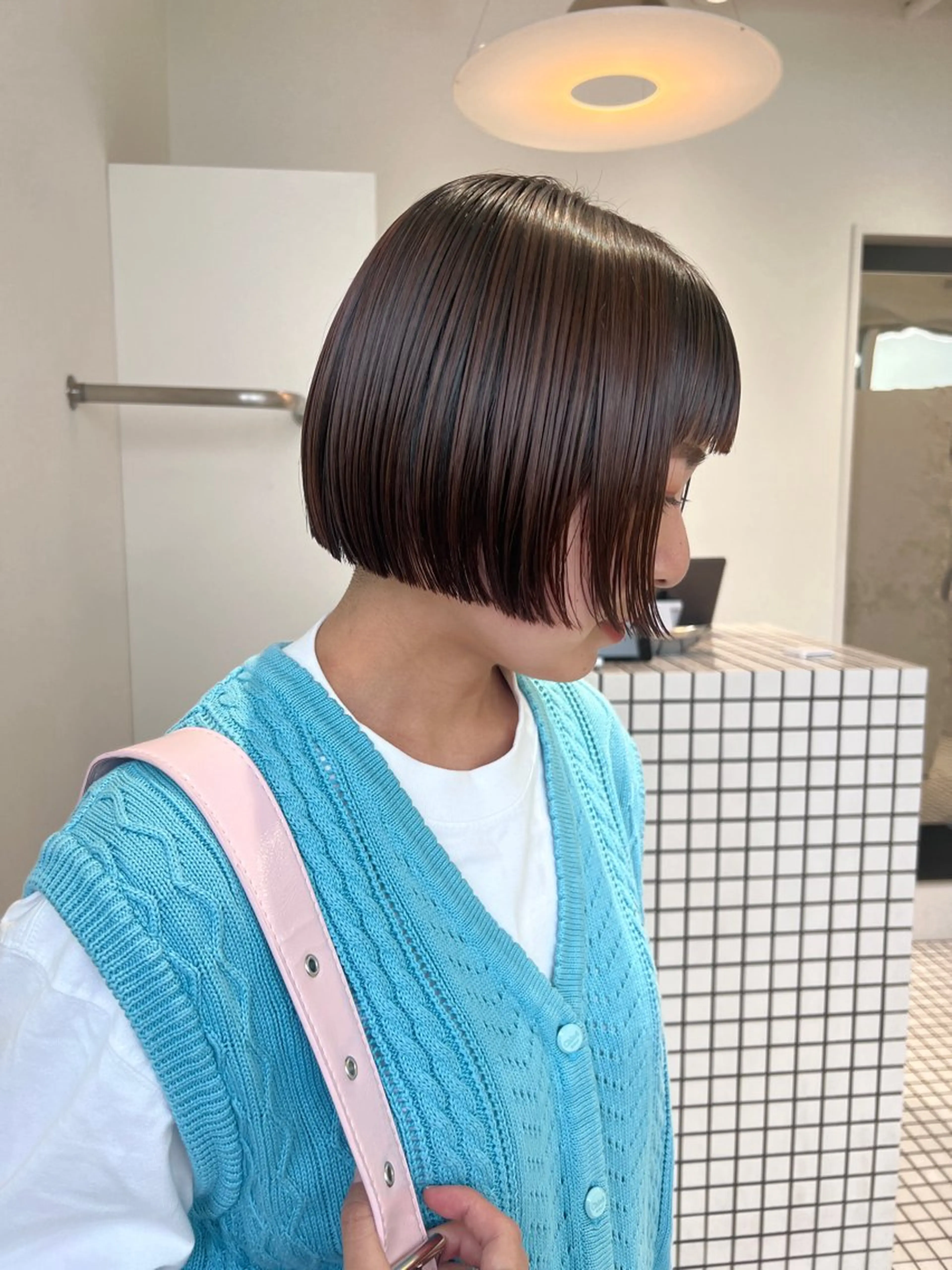 ショート カラー ボブ カット ヘアカラー 🌱ぱつっと/ボブ 🌱のヘアスタイル