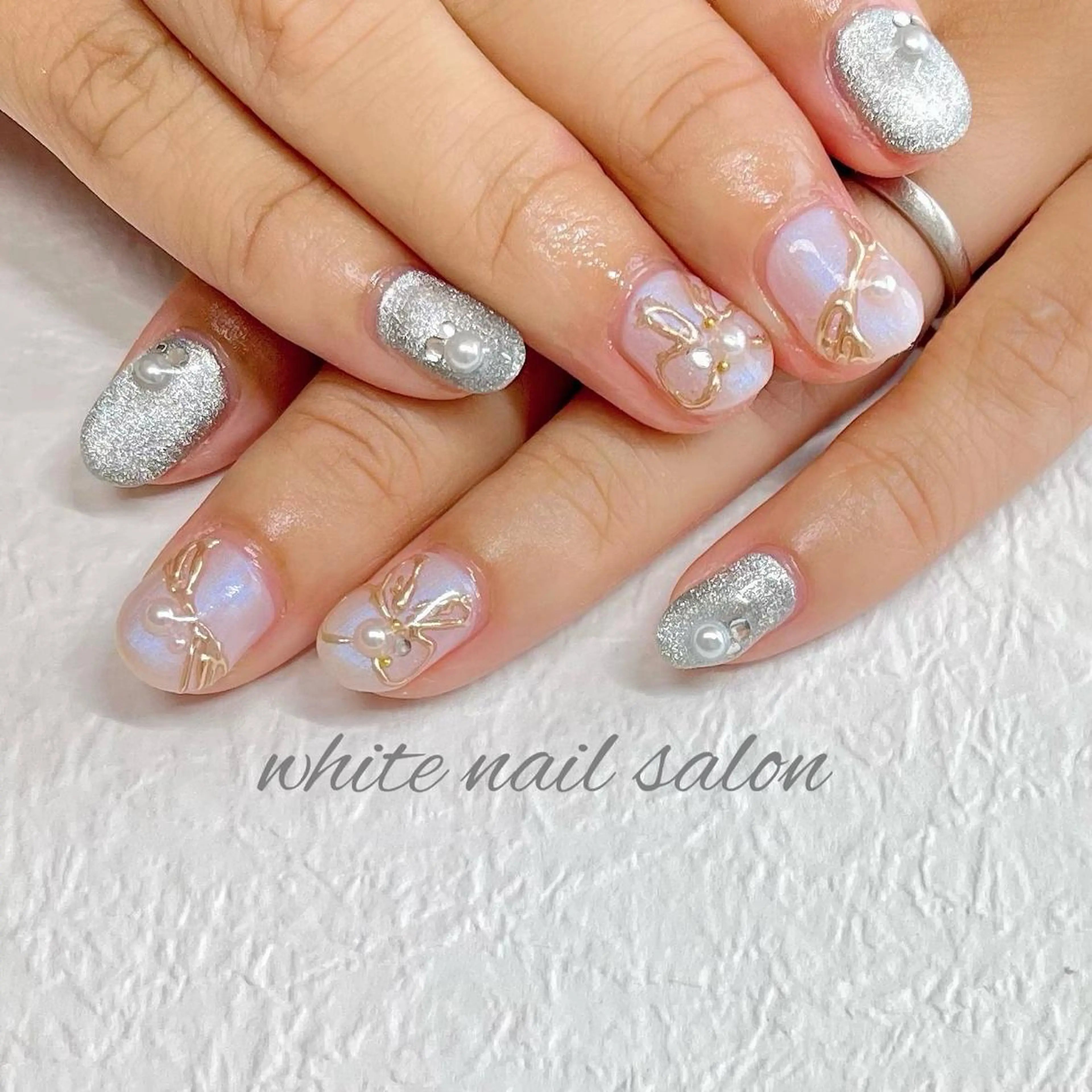 ネイル ジェルネイル ハードジェル ラメ(グリッター) 持ち込み ソフトジェル ハンドネイル white nail salonのネイルデザイン