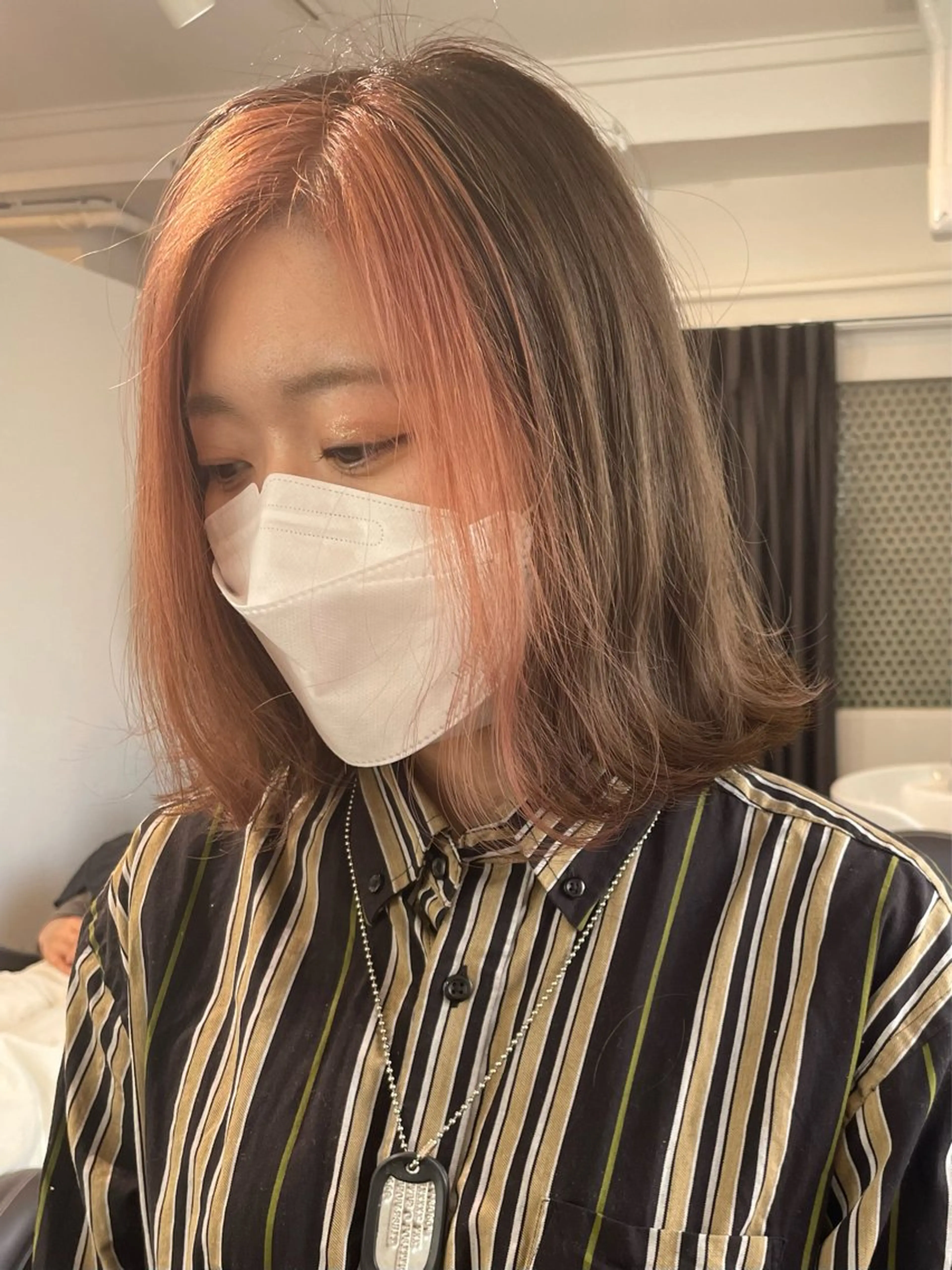 ミディアム カラー インナーカラー 💚色落ちまで可愛い 髪質改善カラーゆうまのヘアスタイル