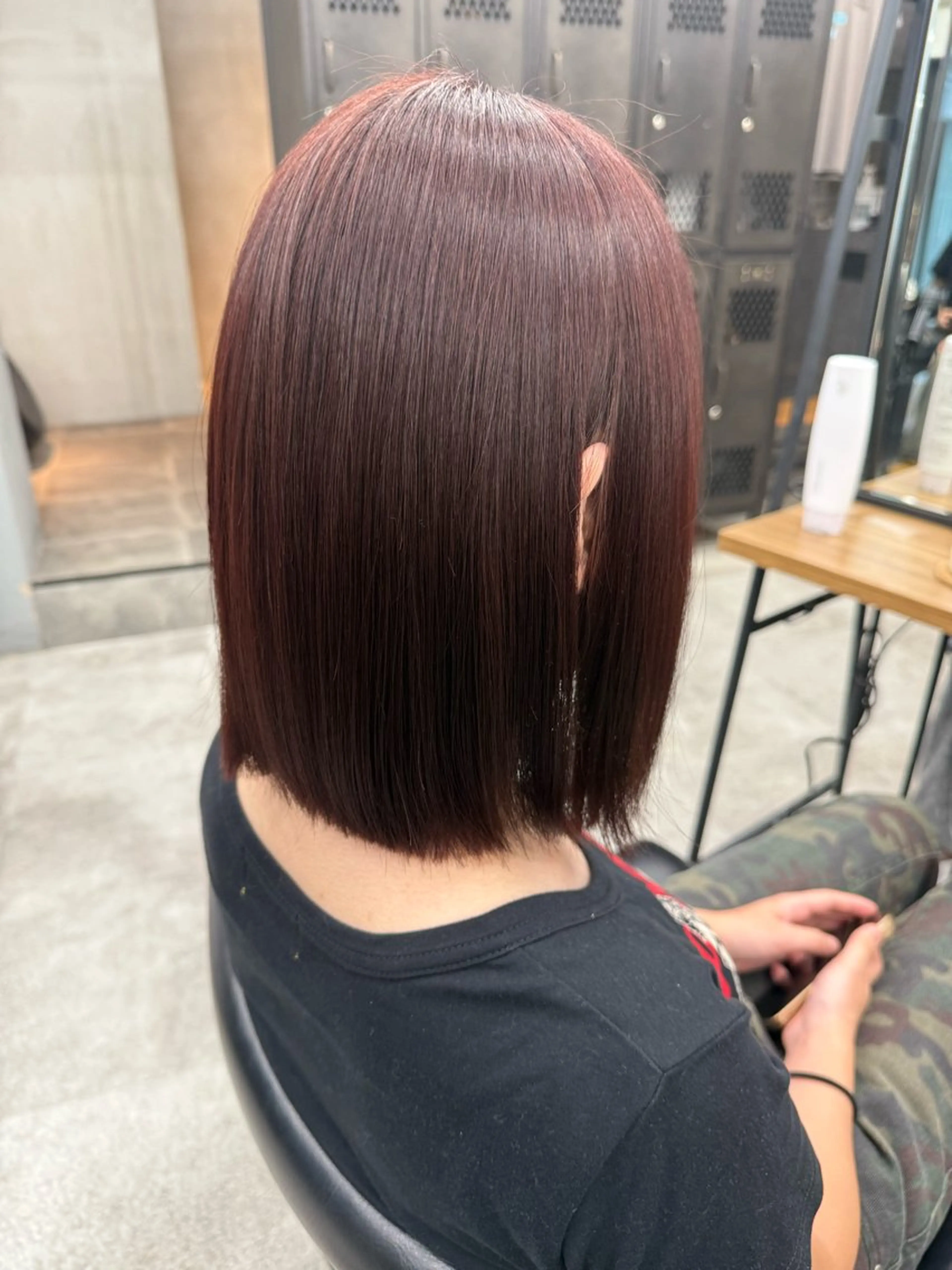 ミディアム カット ヘアカラー 切りっぱなしボブ/ 小顔ボブNANAのヘアスタイル