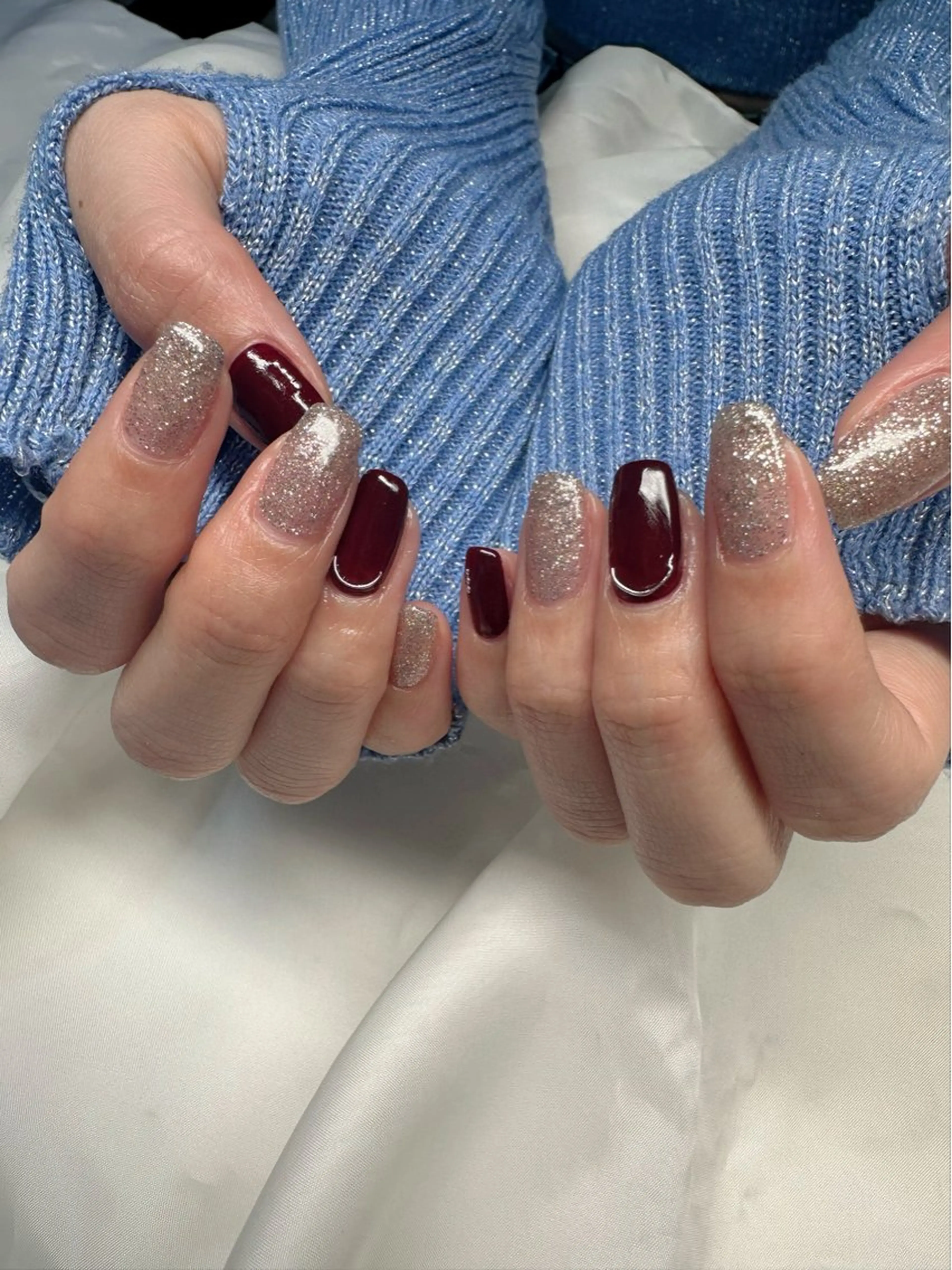 ネイル ボルドー クリアネイル 氷ネイル・うるうるネイル キラキラネイル 韓国ネイル 🪞KAPE NAIL 🪞のネイルデザイン