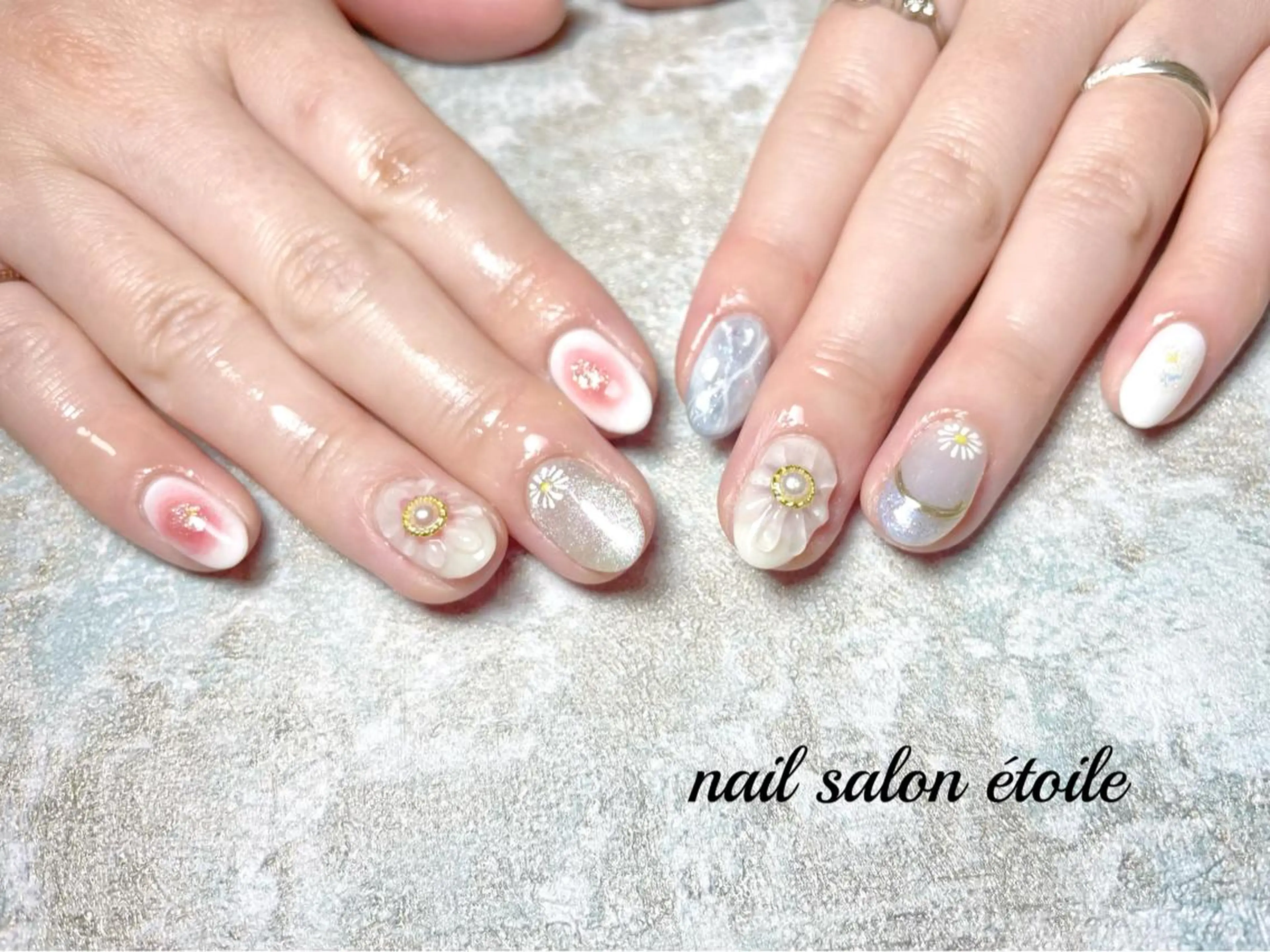 ネイル アートネイル チークネイル フラワーネイル ジェルネイル マグネットネイル ハンドネイル nail salon étoileのネイルデザイン