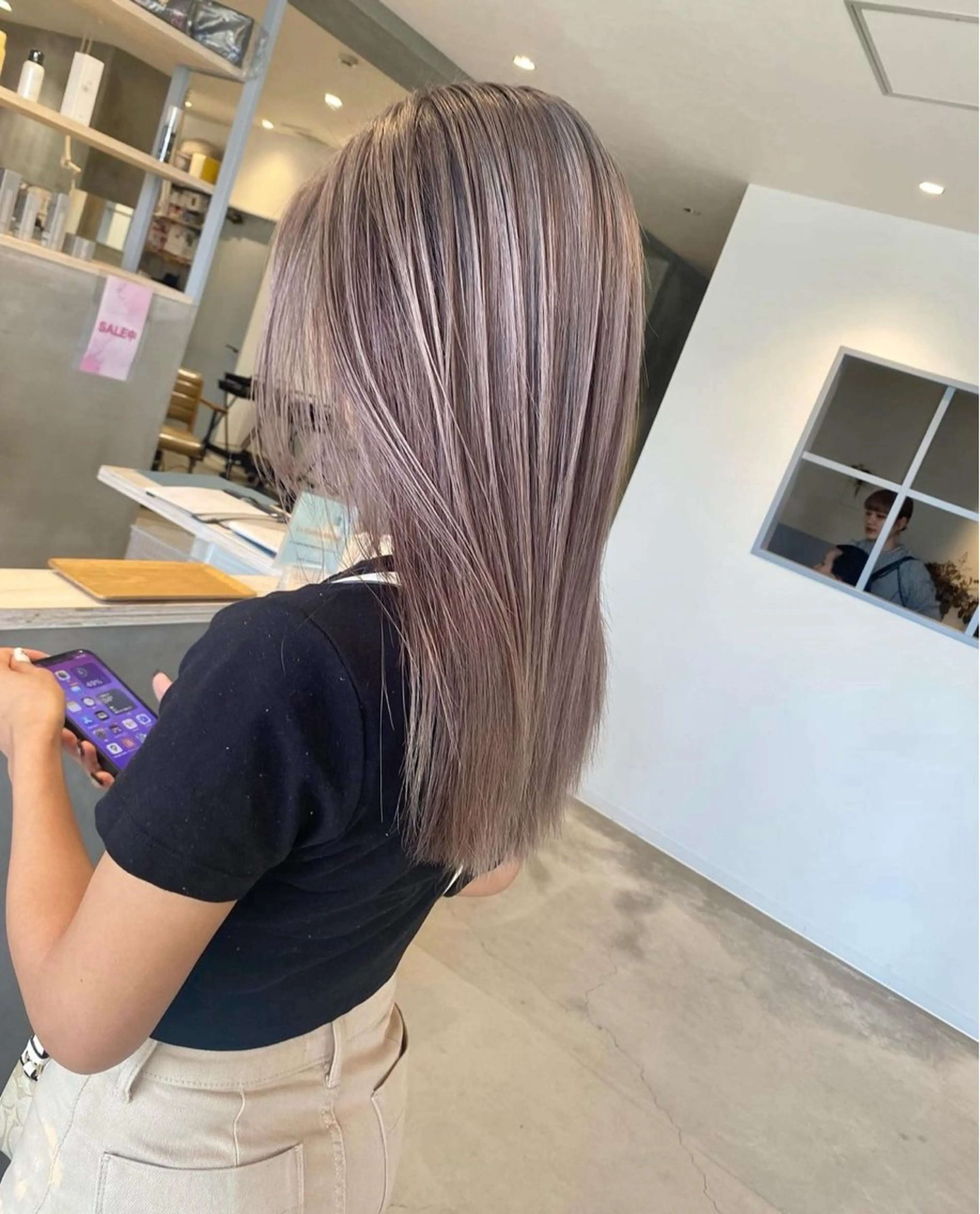 カラー バレイヤージュ ベージュカラー ブリーチ ブロンド ケアブリーチ ゆめ/ カラーモデル募集中のヘアスタイル