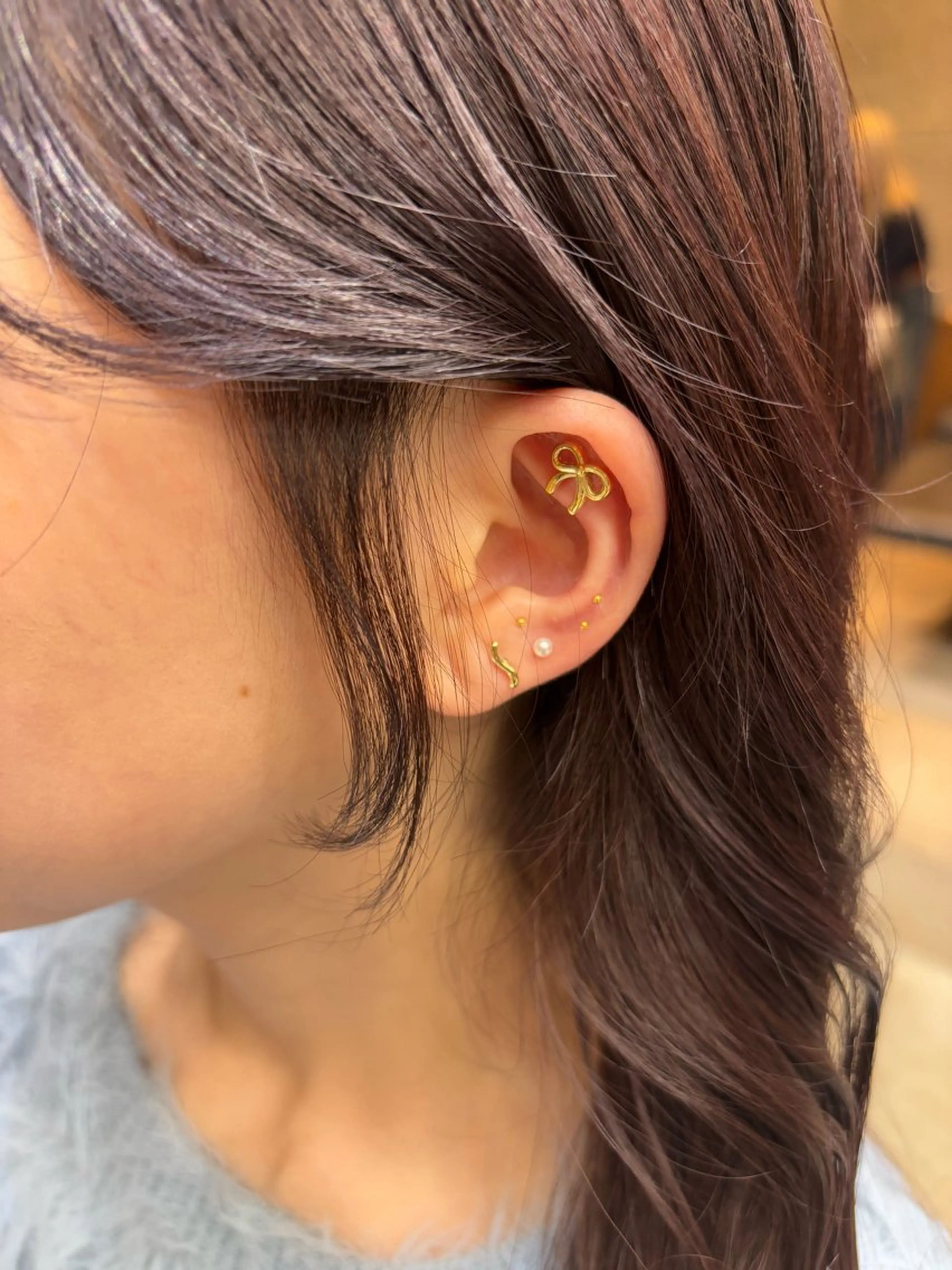 セミロング カラー パーマ ヘアアレンジ カット ヘアカラー トリートメント ヘッドスパ ヘアセット 押切 響　のヘアスタイル