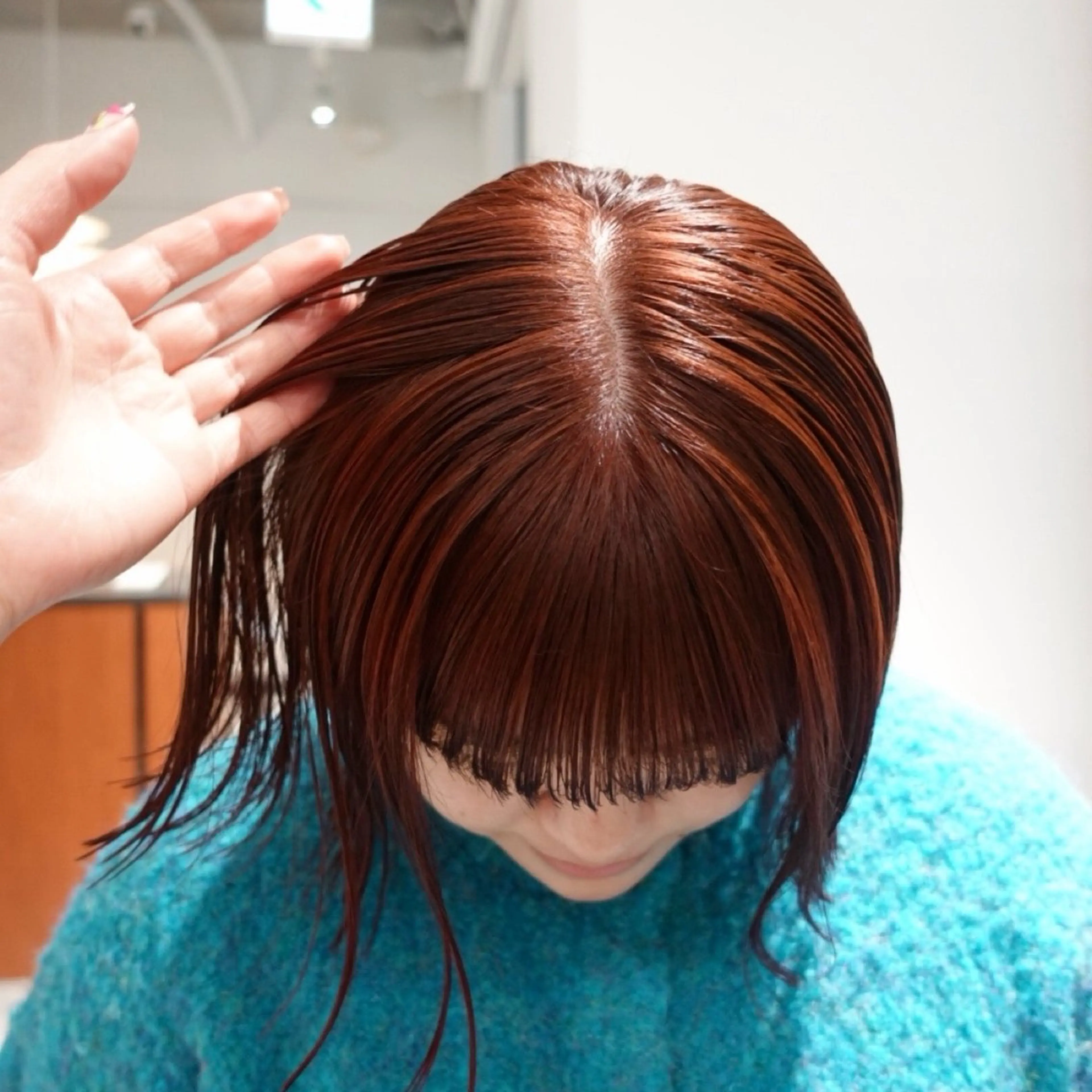 ミディアム カラー ヘアアレンジ ブリーチ ブリーチなしカラー オレンジ カット ヘアカラー 🌐サトウ リョウ🌐のヘアスタイル