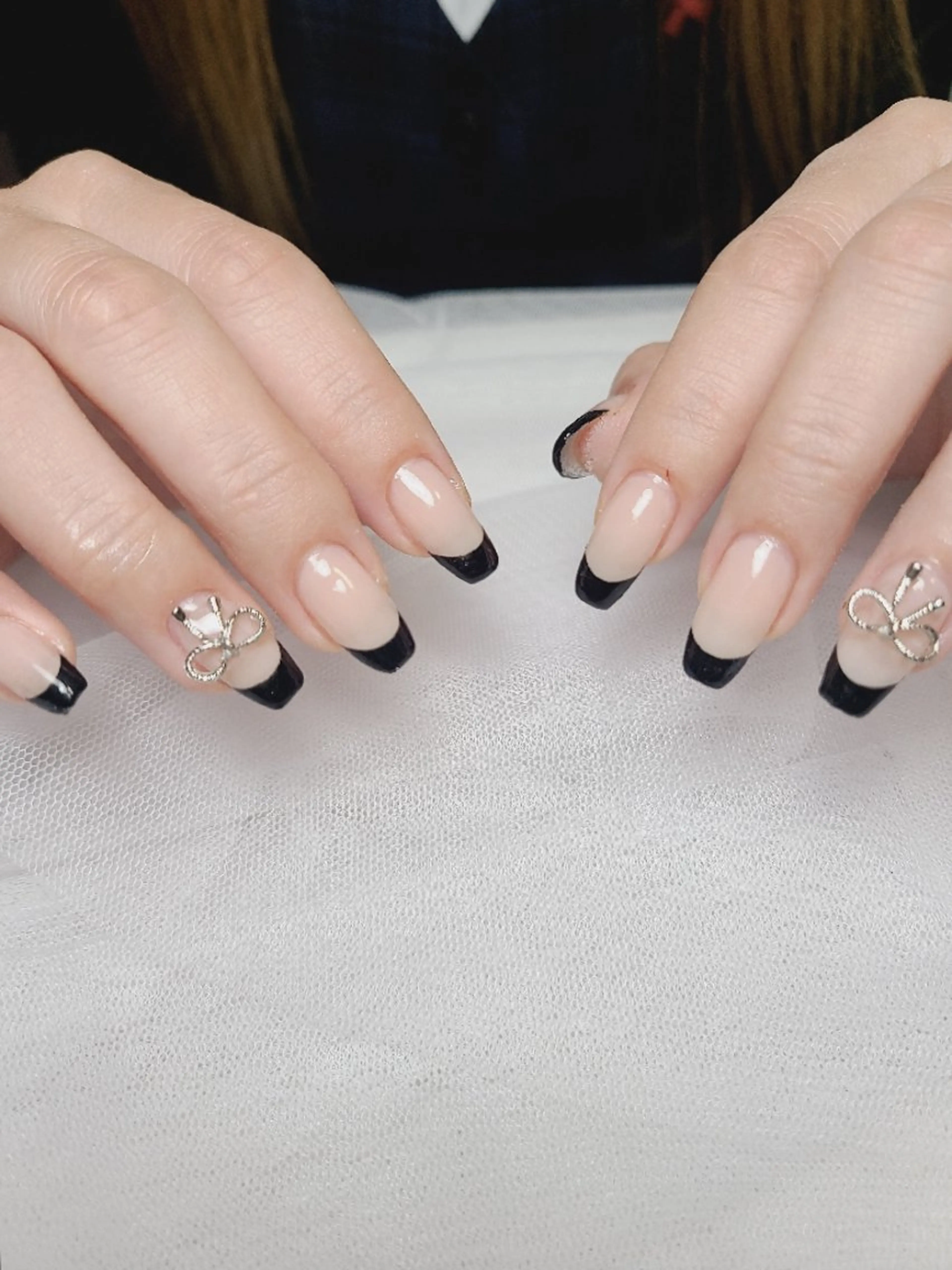 ネイル フレンチネイル ジェルネイル 韓国ネイル リボン シンプルネイル Nailroom3  古屋明美のネイルデザイン
