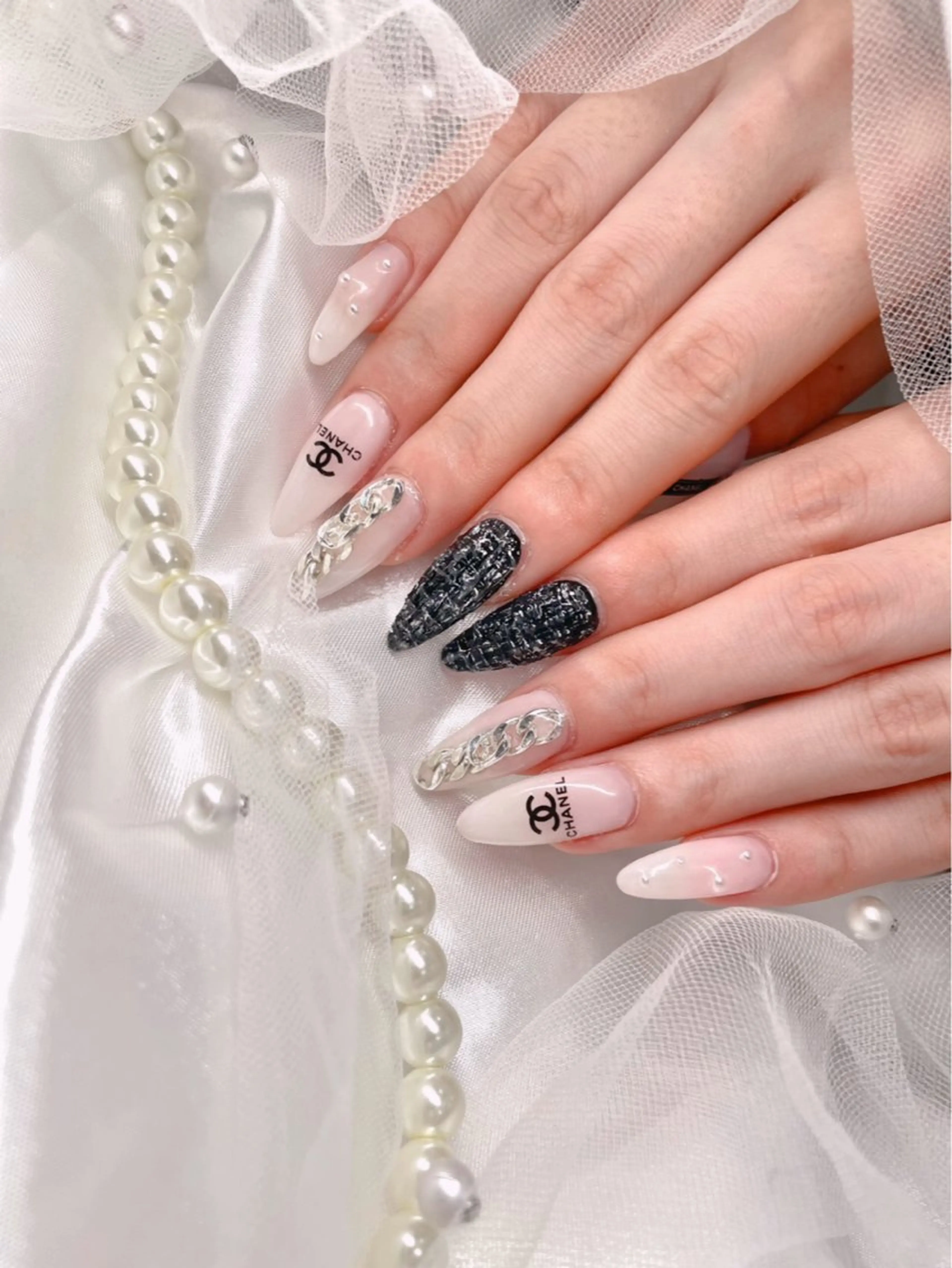 ネイル ツイードネイル ハンドネイル ゆりか ジョアアンジェ福島のネイルデザイン