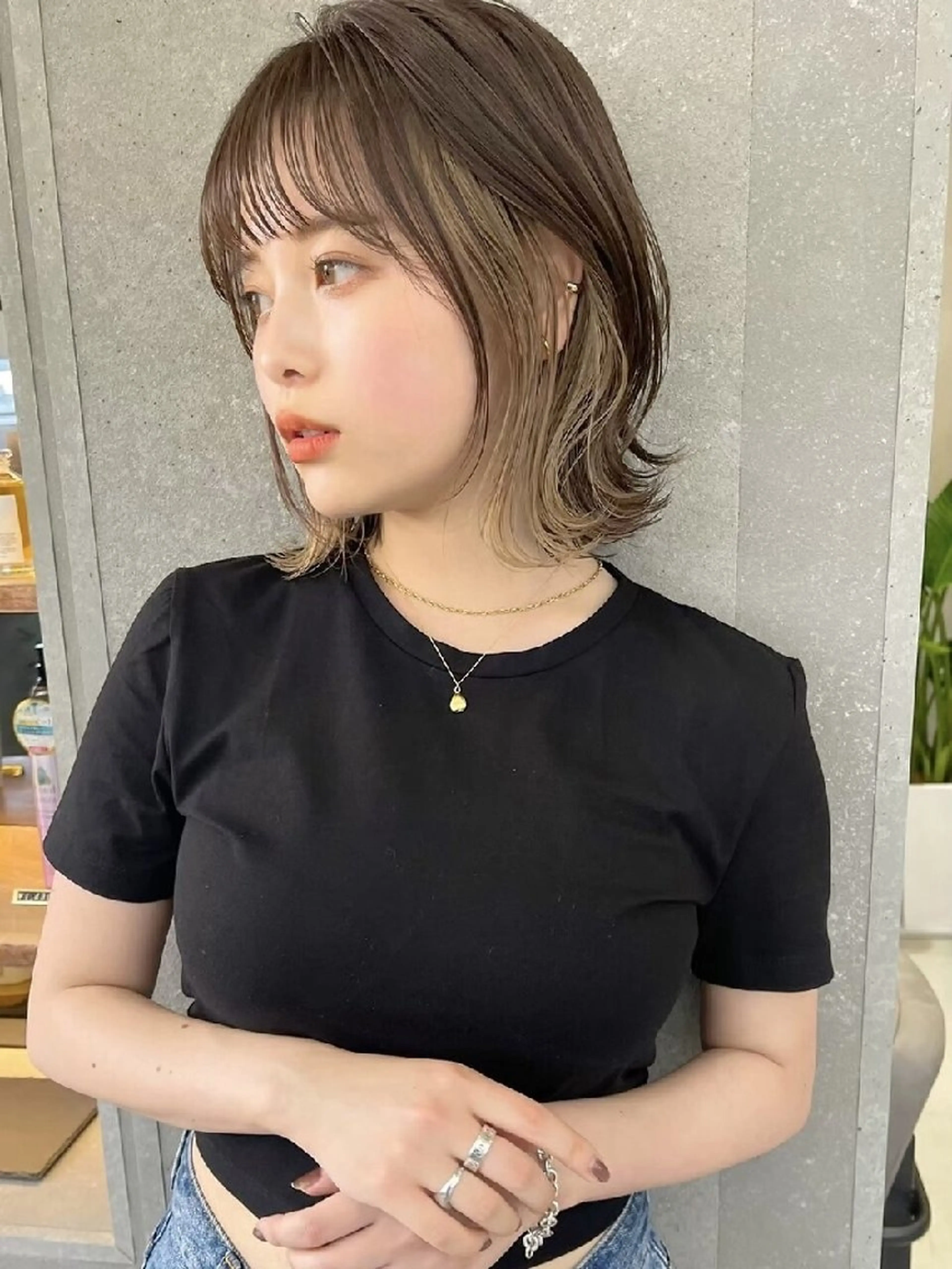 ミディアム カラー カット ヘアカラー トリートメント Lond Mirrorのヘアスタイル
