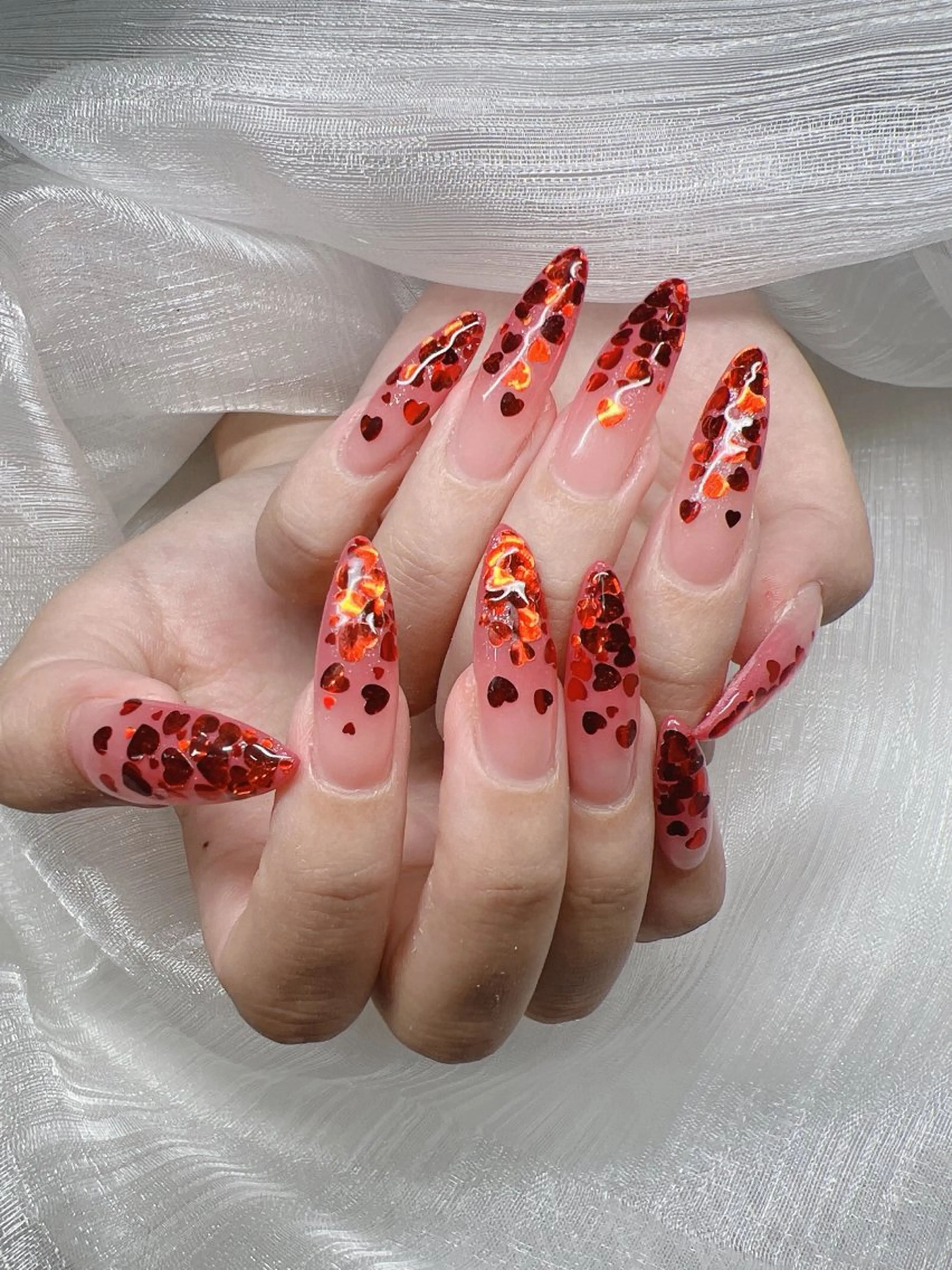 ネイル 長さ出し グラデーション キラキラネイル マグネットネイル ニュアンスネイル ハンドネイル Lee Nails チップ長さだし専門店のネイルデザイン