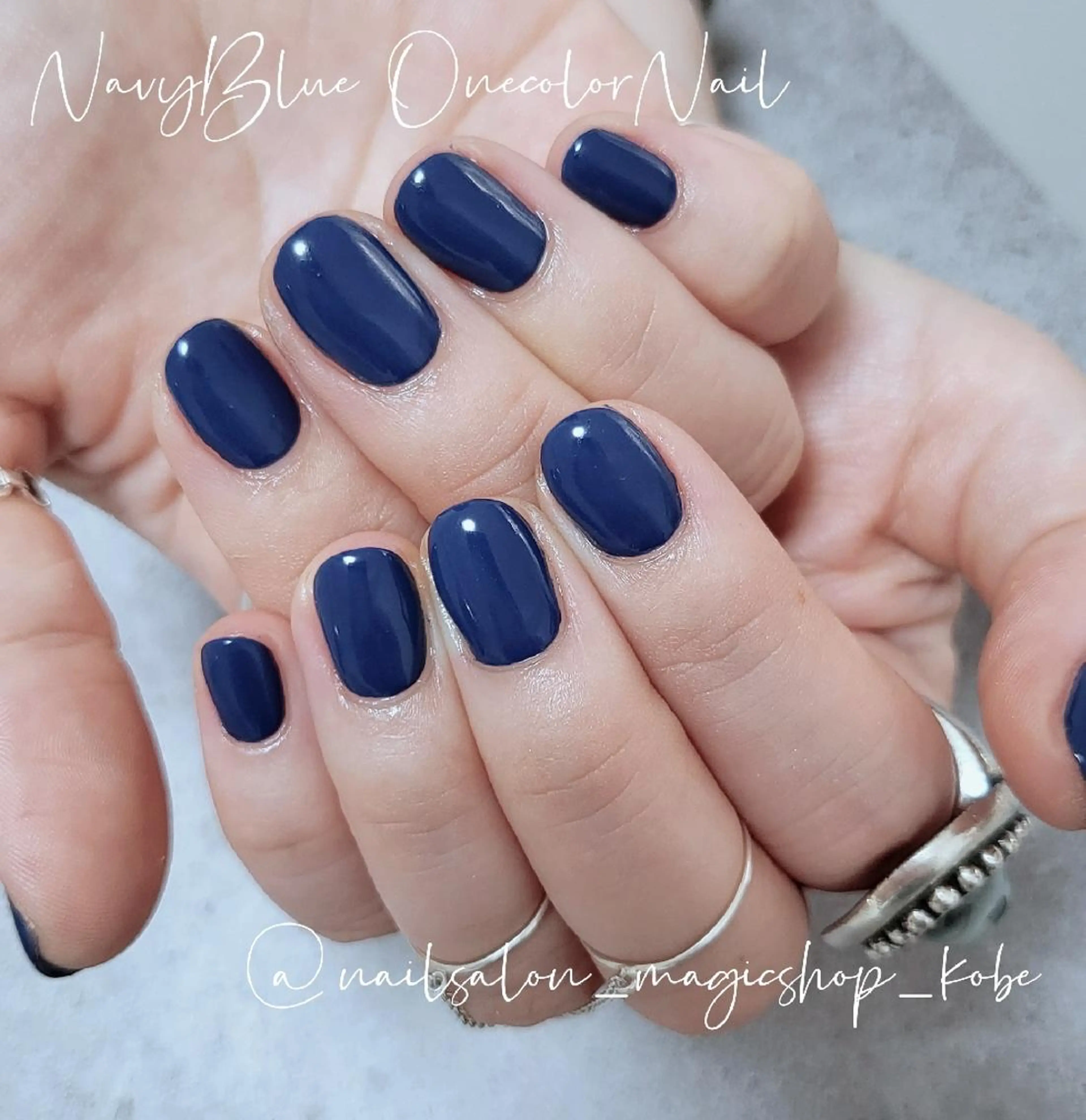 ネイル ジェルネイル ネイビー ワンカラーネイル ソフトジェル ハンドネイル Nailsalon MagicShopのネイルデザイン