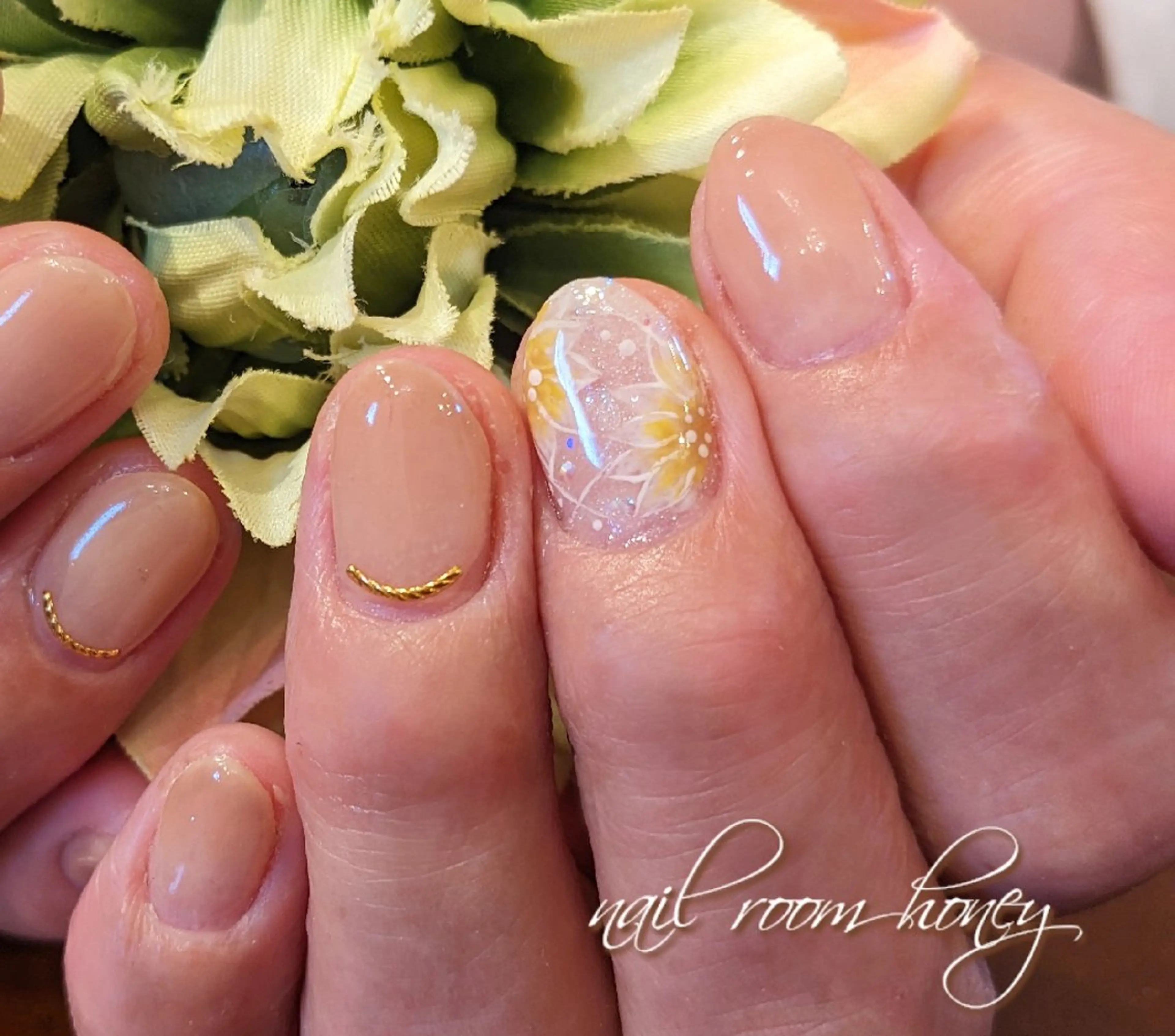 ネイル アートネイル シンプルネイル 夏ネイル ハンドネイル nail room  honeyのネイルデザイン