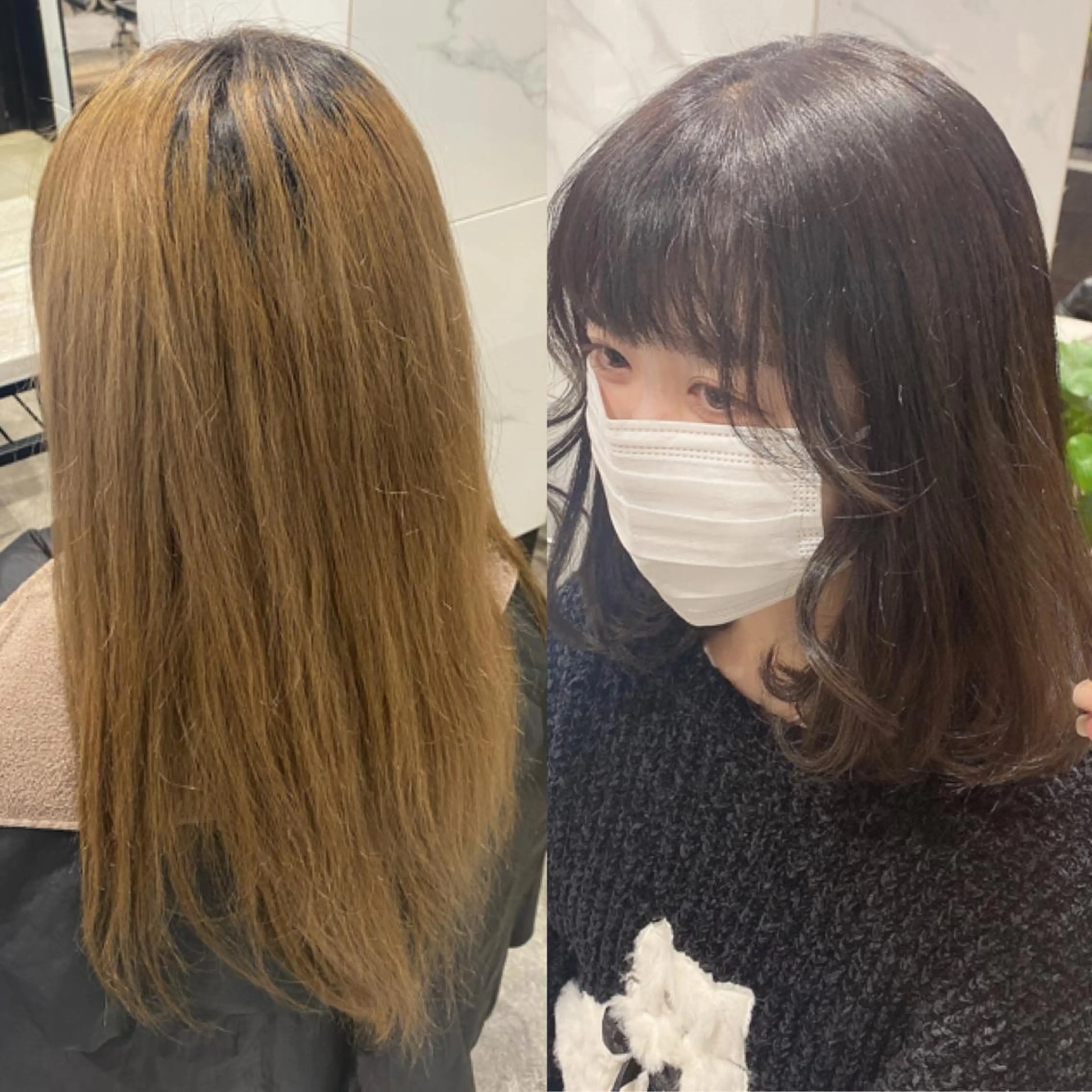 ミディアム カラー パーマ ヘアアレンジ 透明感カラー youres hair東新宿店所属・新宿⌇韓国風ヘア ⌇透明感カラーのヘアスタイル