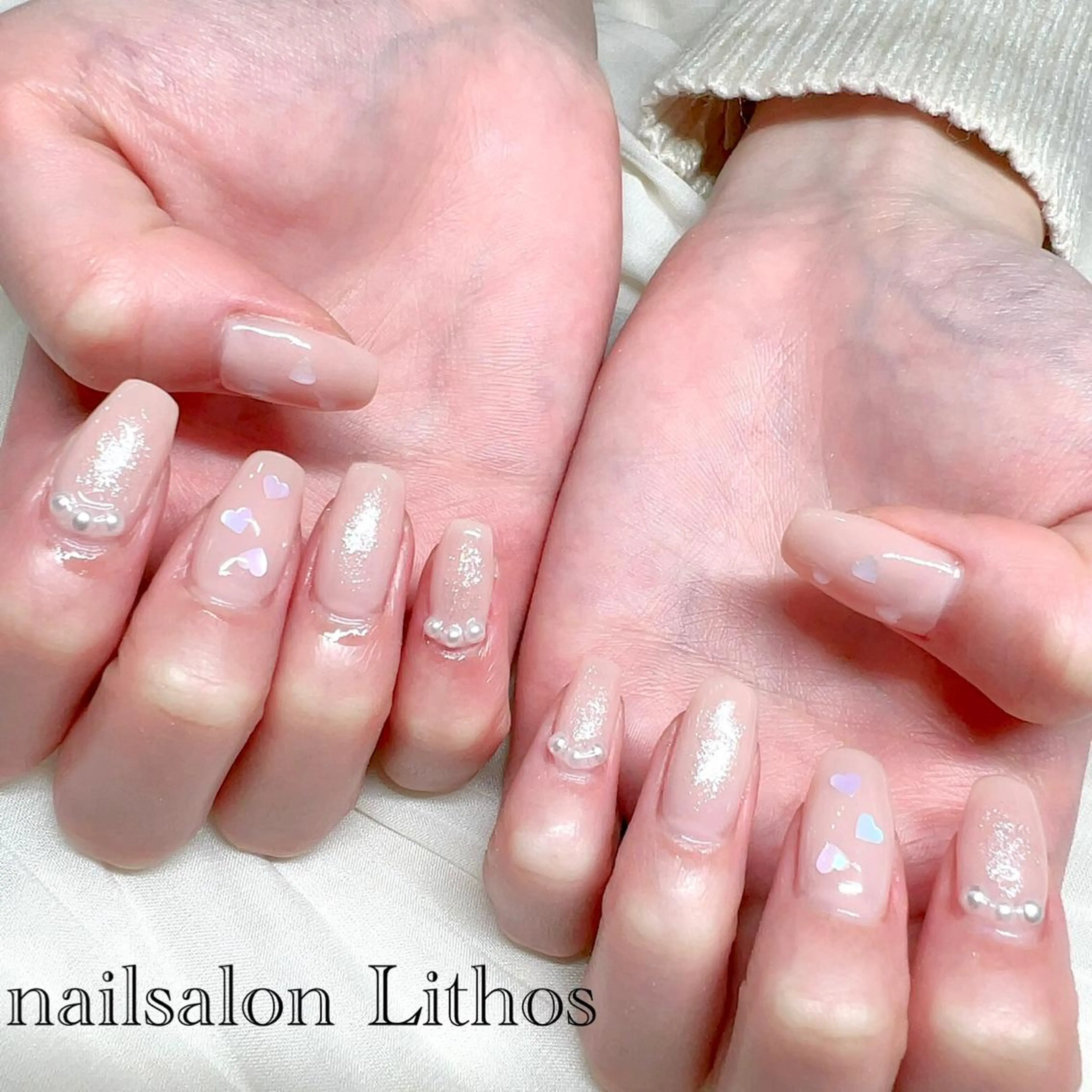ネイル ハート ハンドネイル nailsalon Lithos所属・nailsalon Recontreのネイルデザイン
