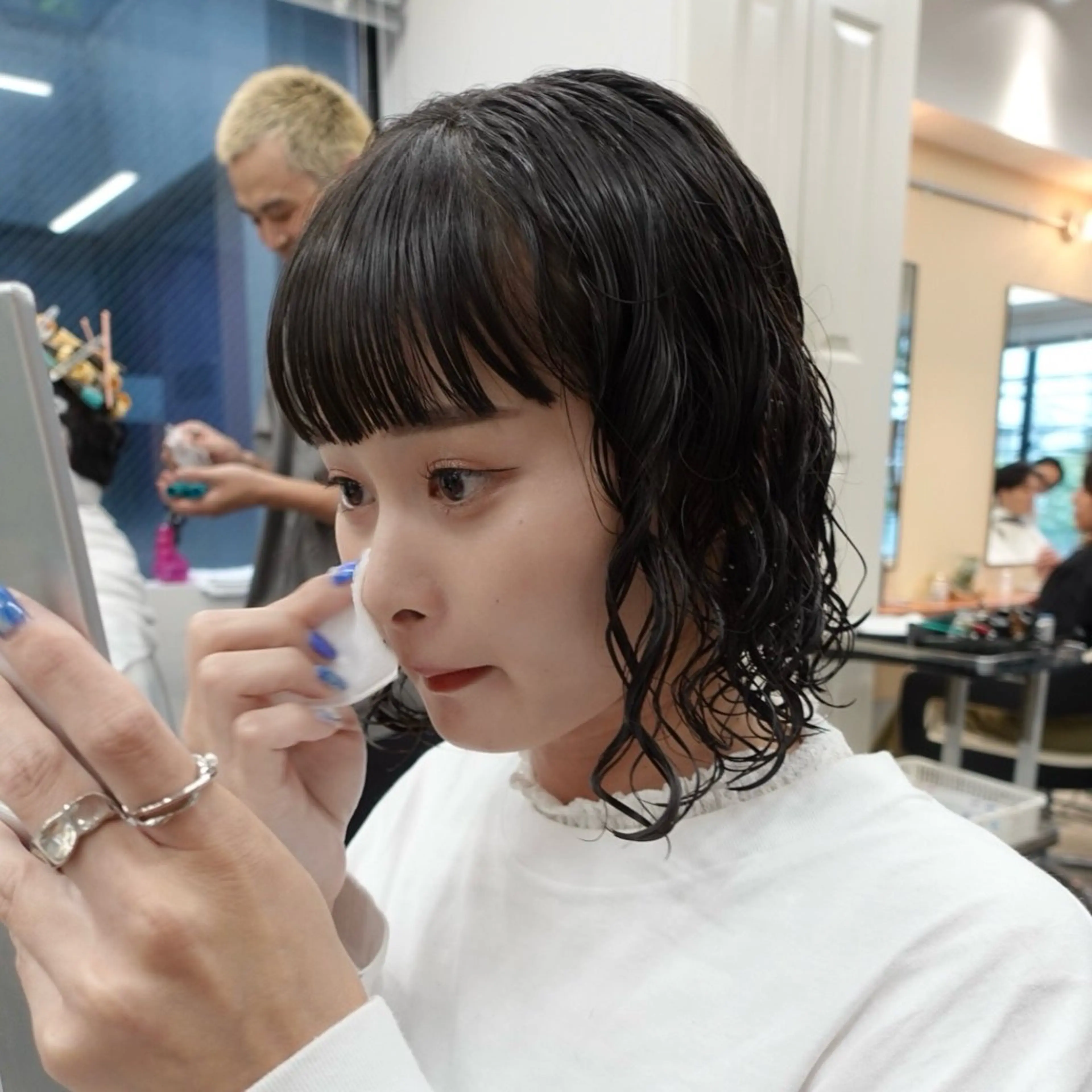 ミディアム パーマ ヘアアレンジ ミディアムパーマ ボブ カット パーマ 🌐サトウ リョウ🌐のヘアスタイル