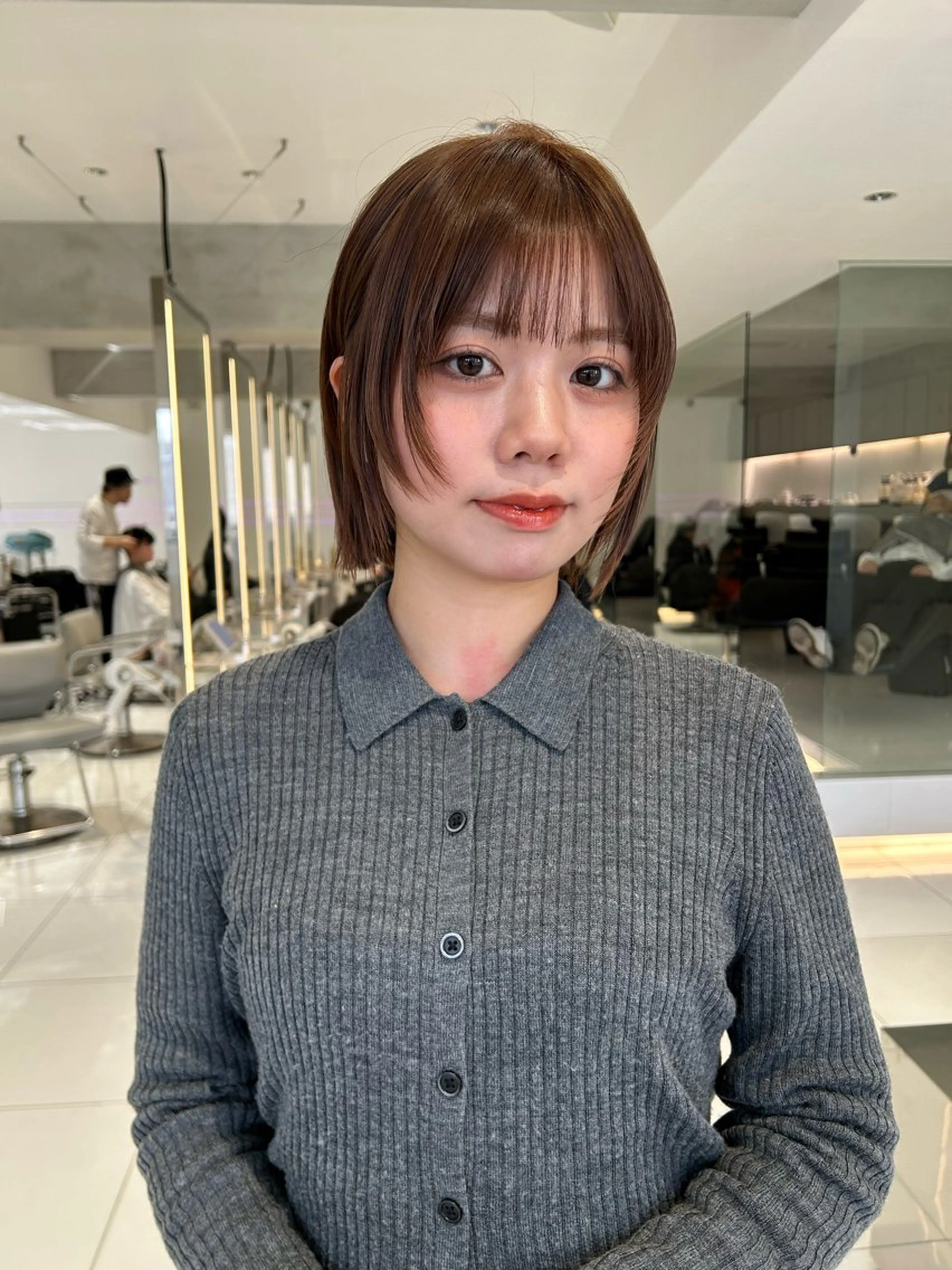 ショート カラー ブリーチ 透明感カラー ダブルカラー ブリーチなしカラー カット ヘアカラー 丸みショート /NAGISAのヘアスタイル