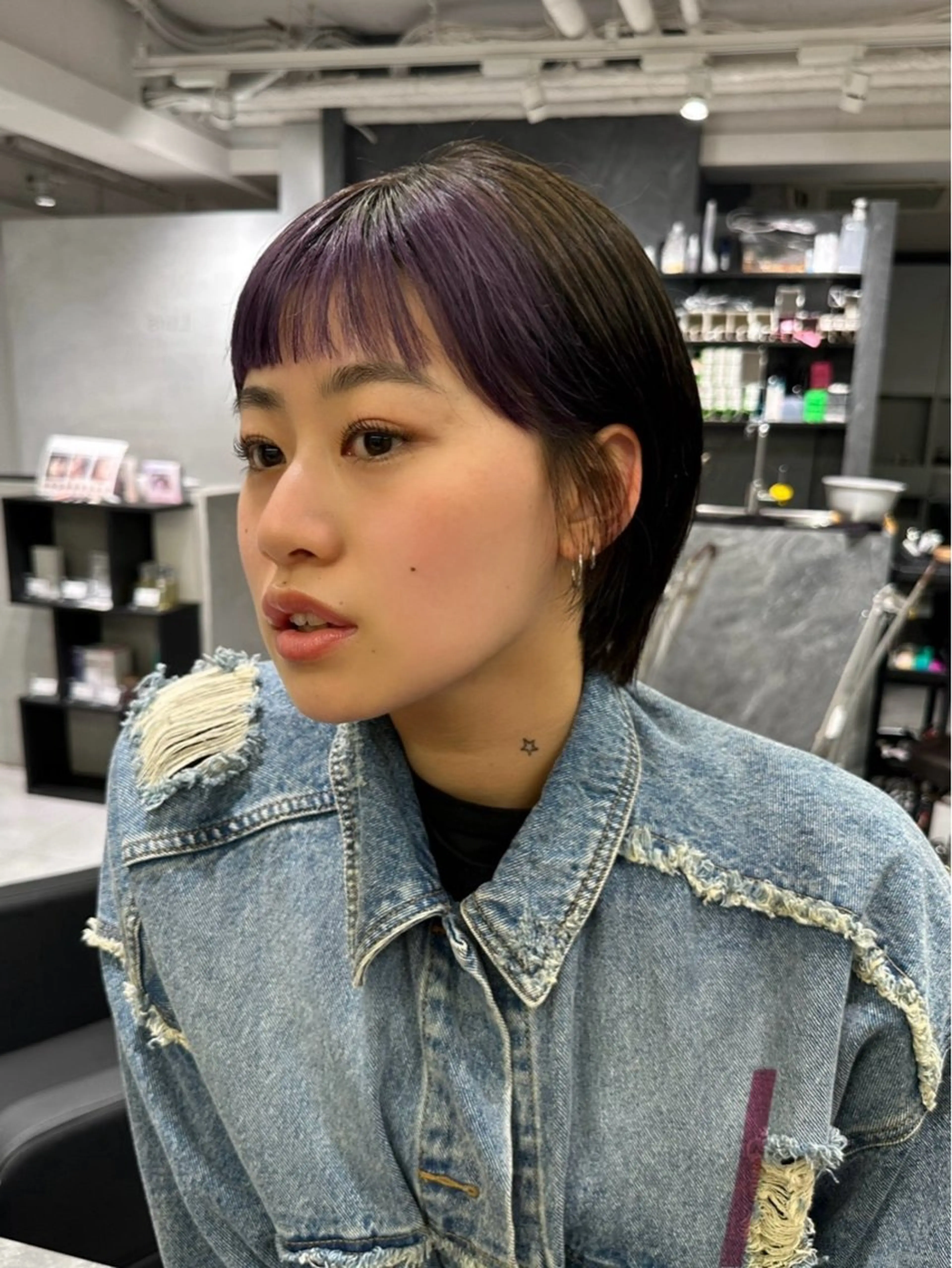 ショート カラー ラベンダーカラー パープルカラー シルバー ショートヘア トリートメント 💚色落ちまで可愛い 髪質改善カラーゆうまのヘアスタイル