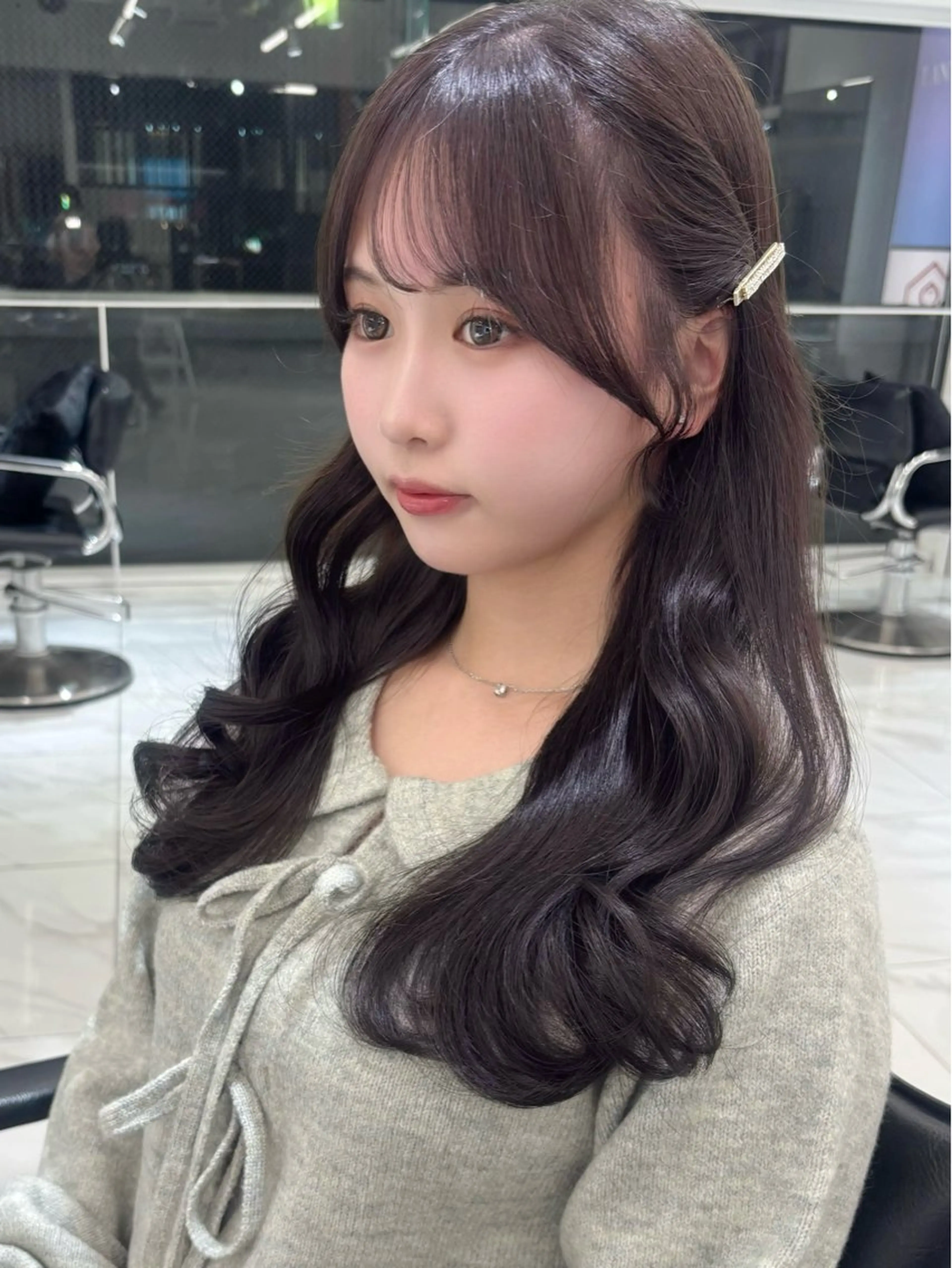 セミロング カラー 顔周りカット ヘアカラー トリートメント 盛れる顔周り×ピンク Risa🎀のヘアスタイル