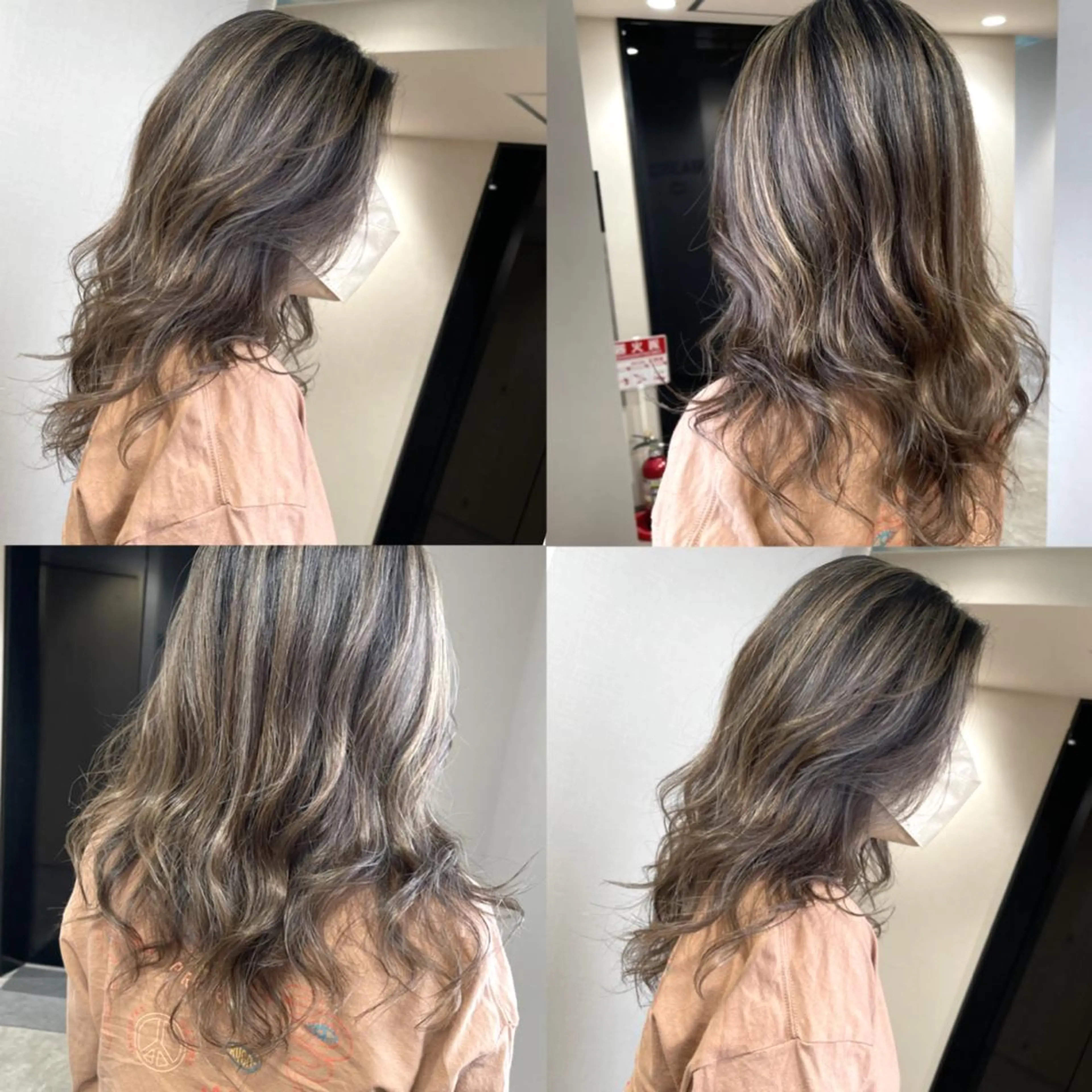 ロング カラー ヘアアレンジ ハイライトカラー ハイライト かきあげバング レイヤーカット ヘアカラー 松井那津子 /ハイライトブリーチのヘアスタイル
