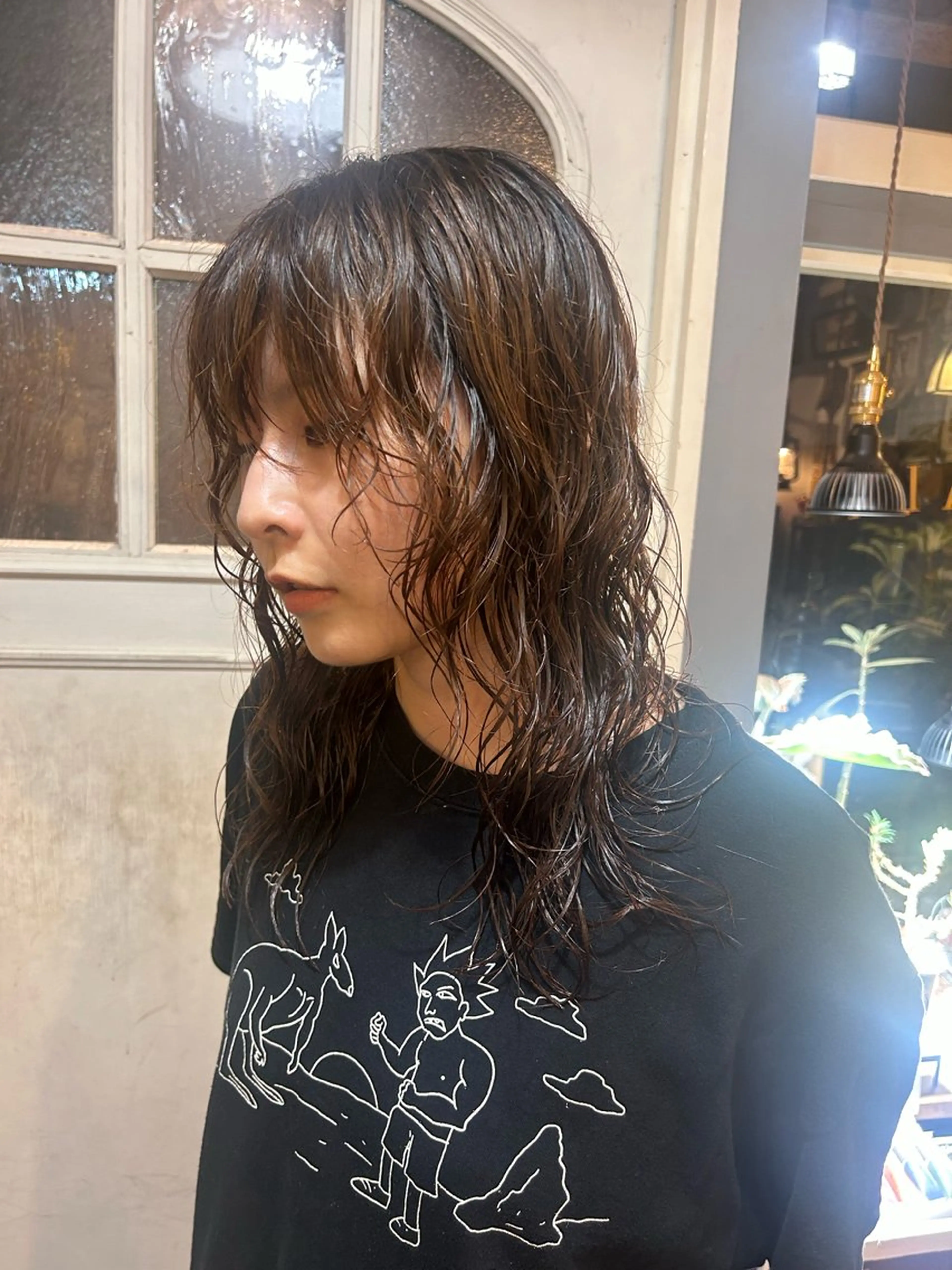 ロング パーマ ロング カット パーマ トリートメント 清水千優/パーマ/透 明感カラー/メンズのヘアスタイル