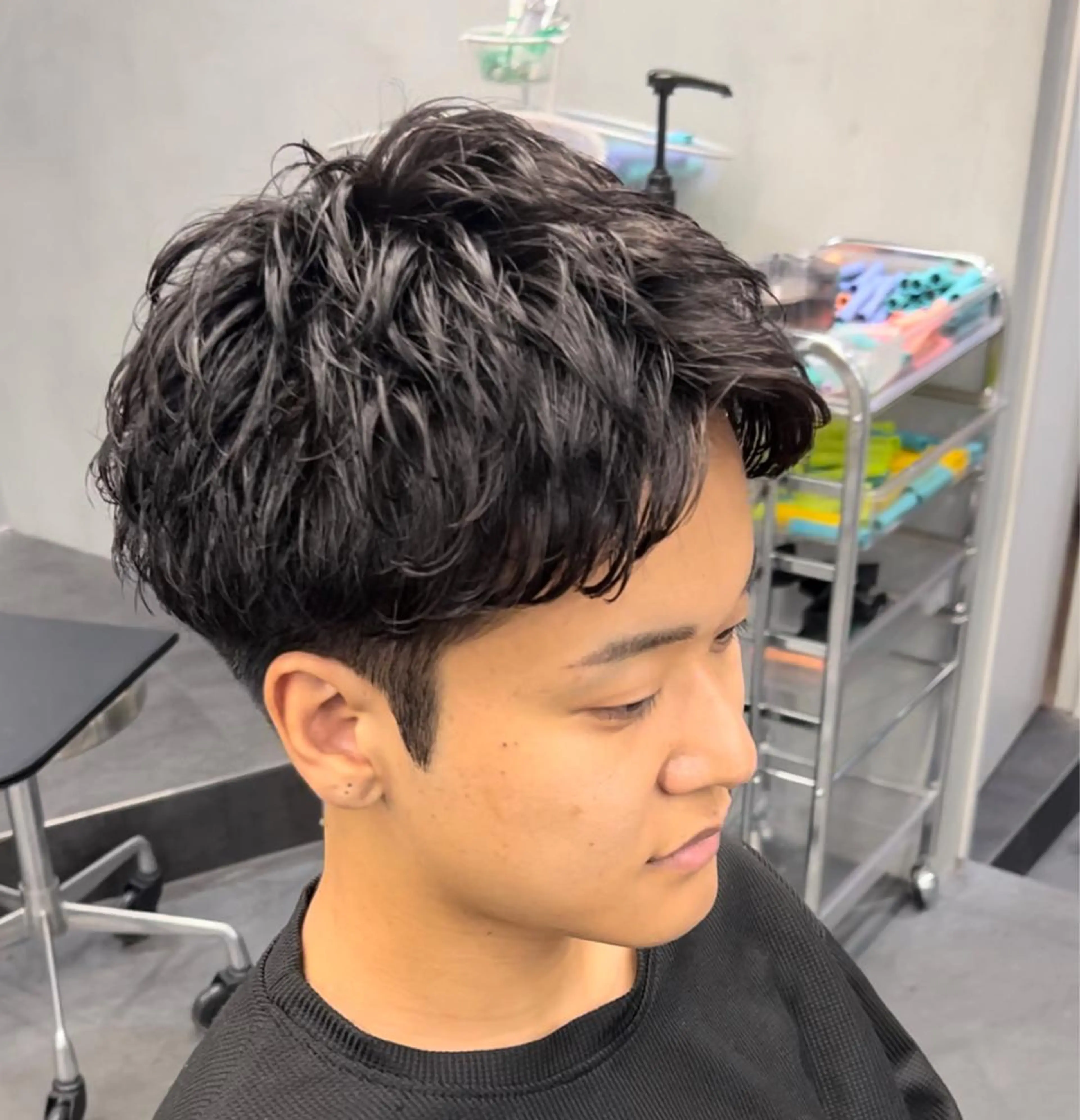 ショート メンズ メンズパーマ スペインカール スパイキーショート 波巻きパーマ ショートヘア 松下 友希 【fifth】のヘアスタイル