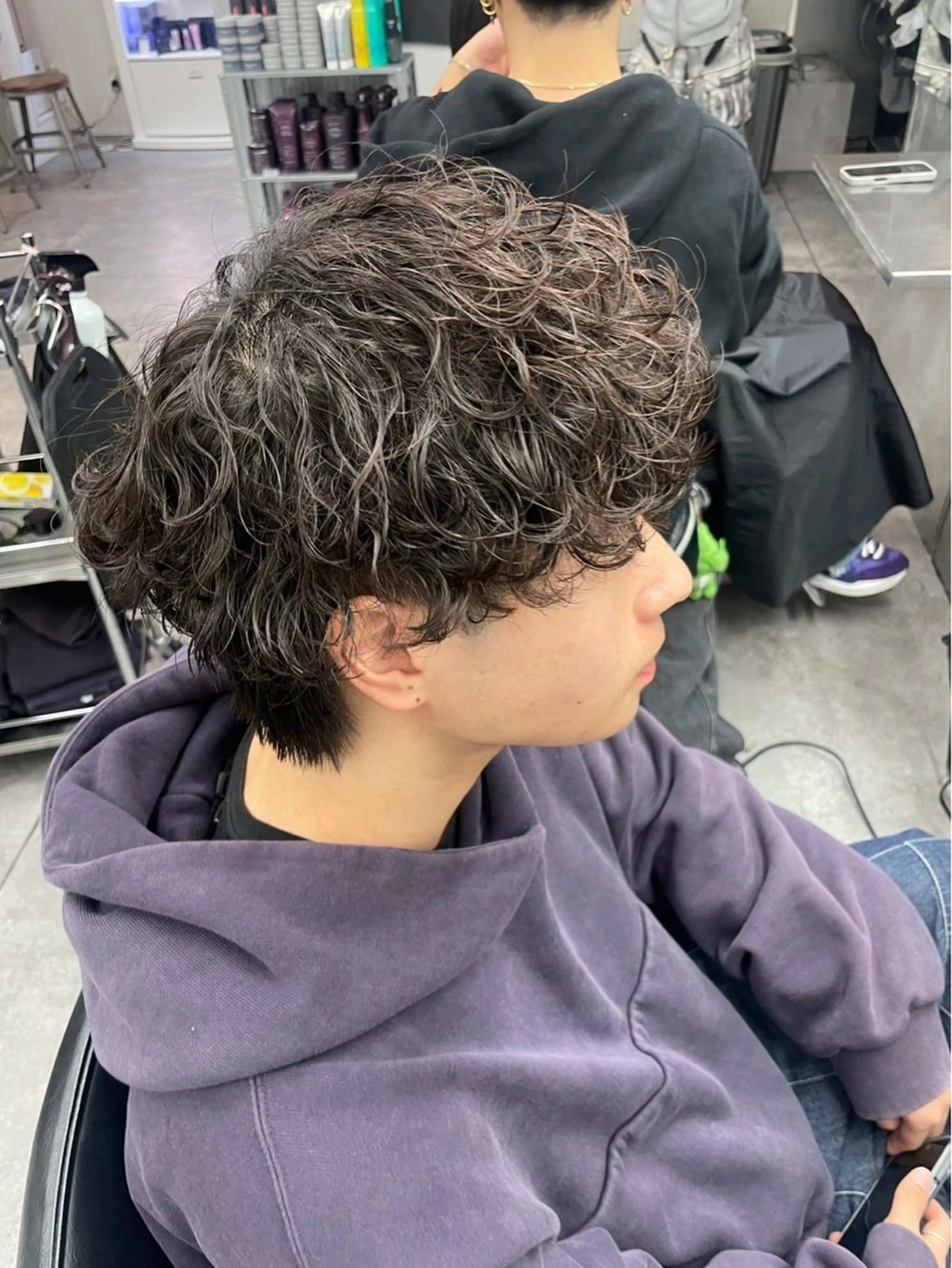 ショート パーマ メンズ カット パーマ ヘアセット 町田/波巻き/ シャドウ/メンズのヘアスタイル