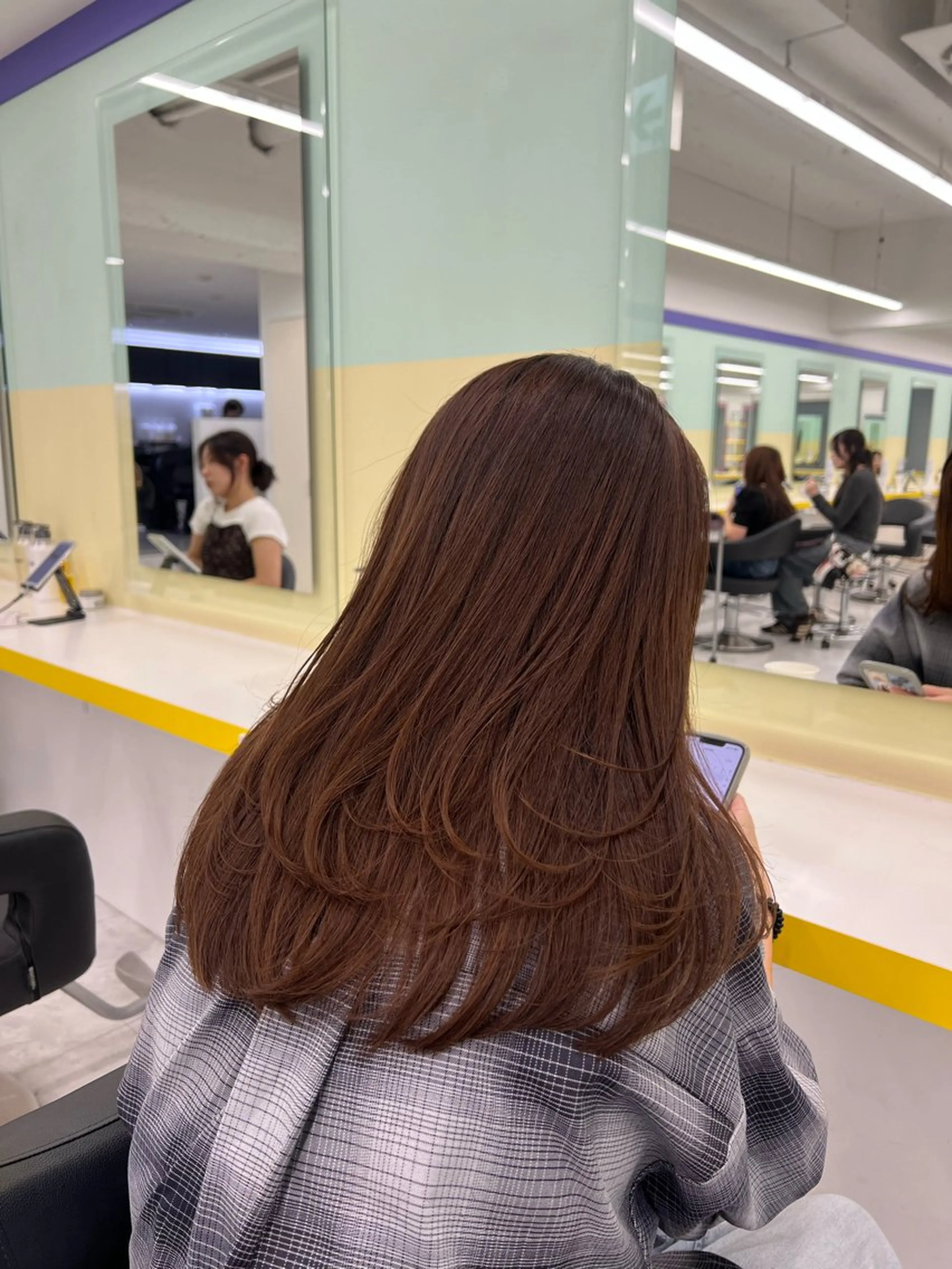 ミディアム カラー カット ヘアカラー 韓国レイヤーカット /ダブルカラーのヘアスタイル