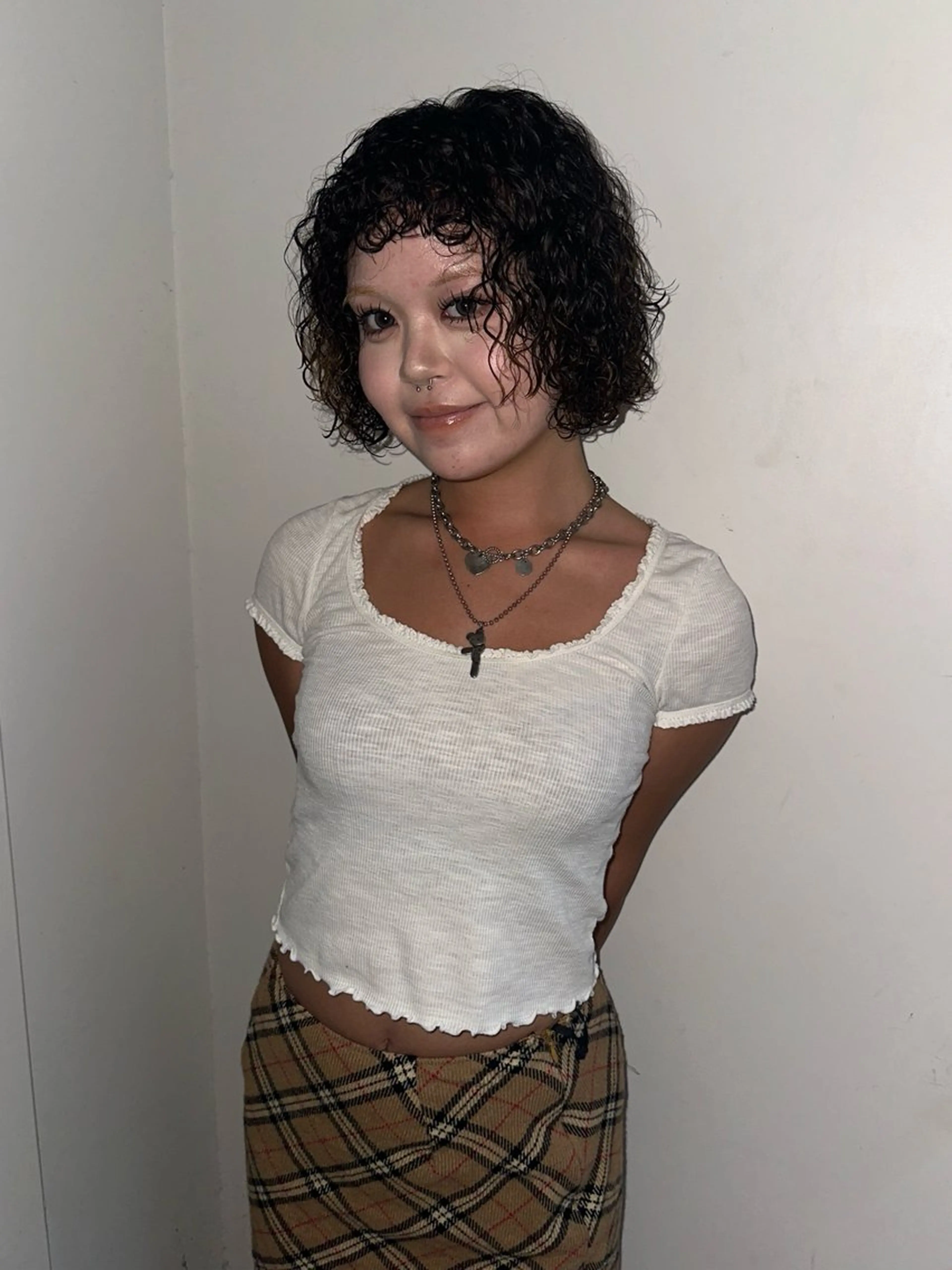 ミディアム パーマ ボブ カット パーマ トリートメント 松本 雪愛のヘアスタイル