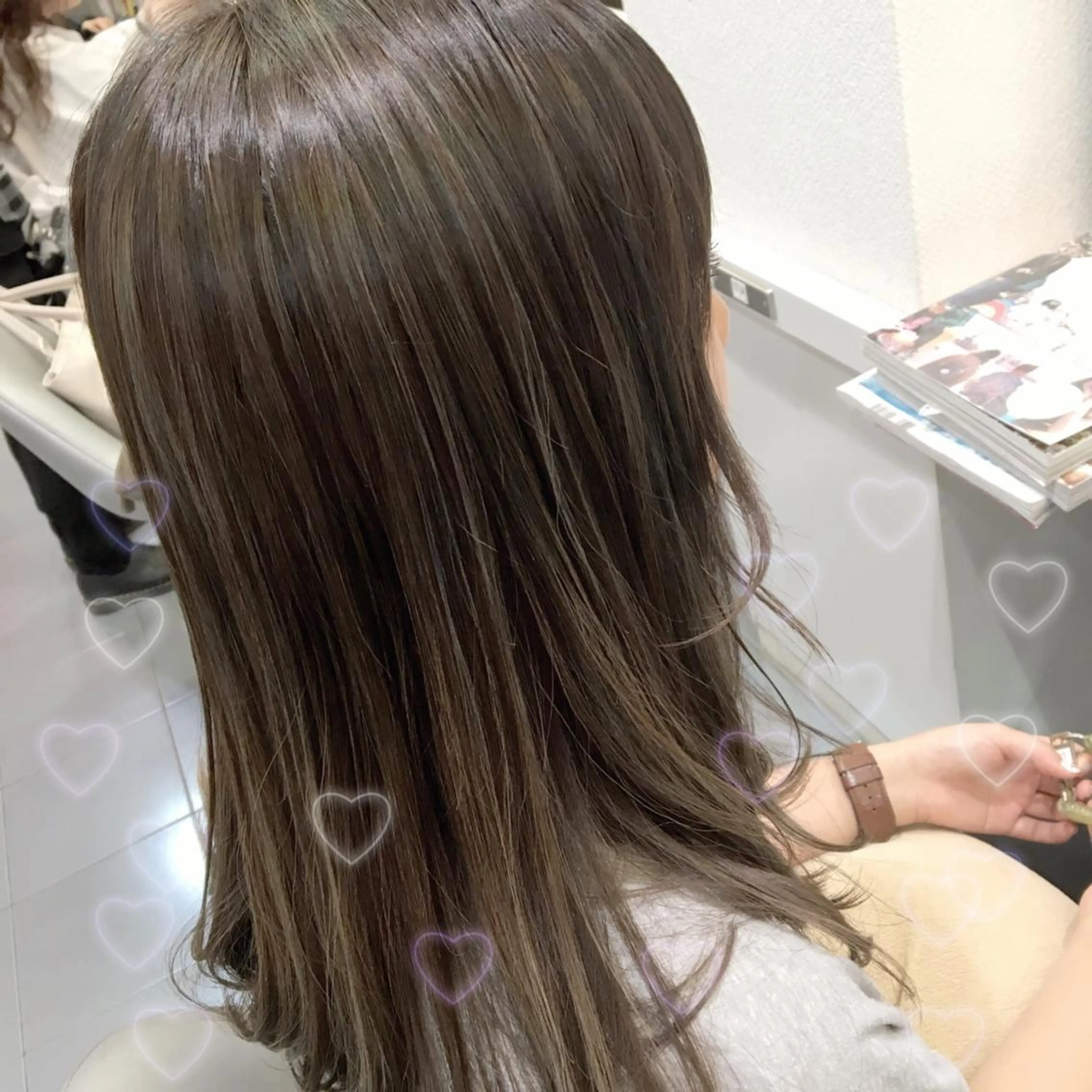セミロング カラー ベージュカラー ハイライトカラー ハイライト LiNA🌿藤原 茉莉花のマツエク・マツパデザイン