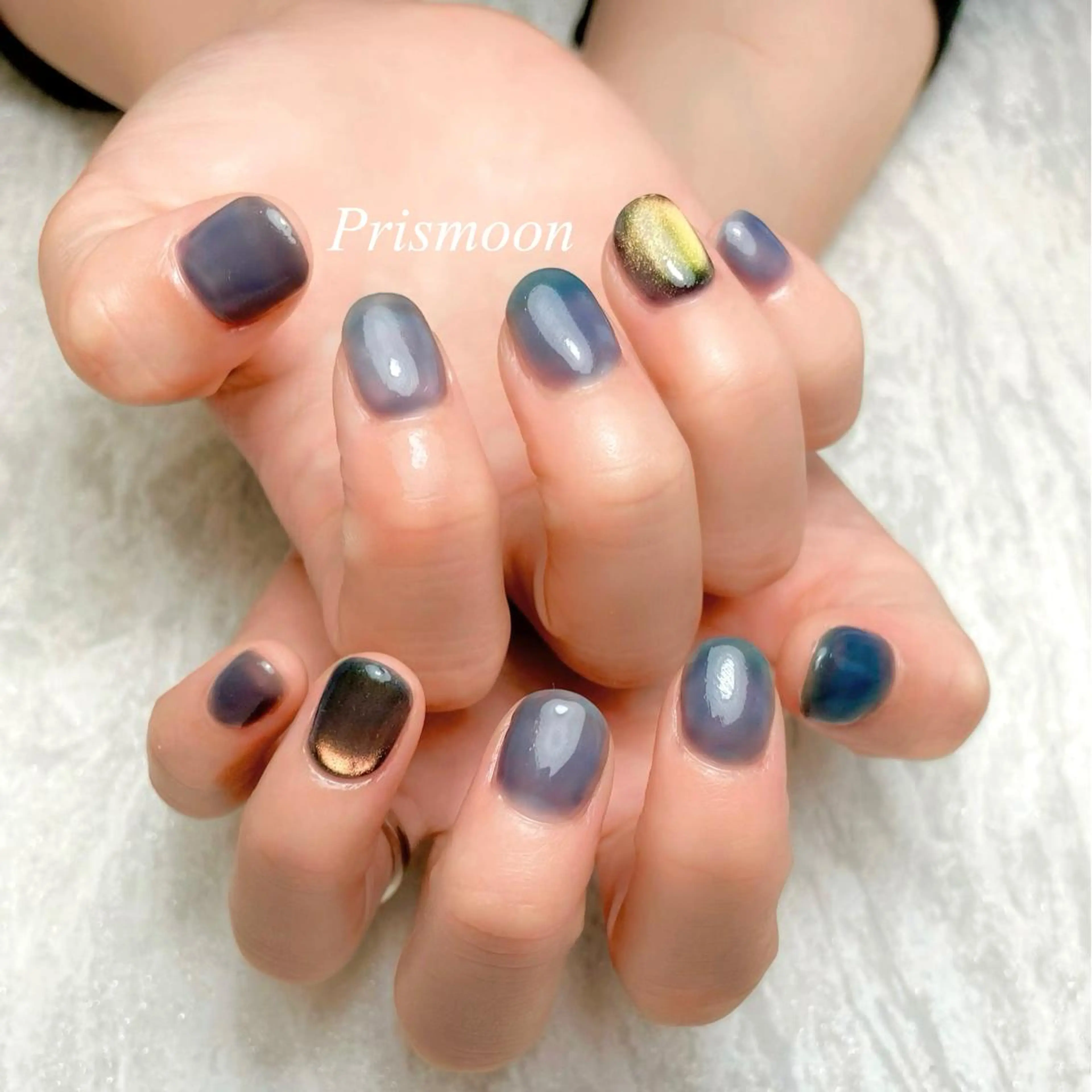 ネイル ブルー マグネットネイル Prismoon  Nail所属・Prismoon Nailのネイルデザイン