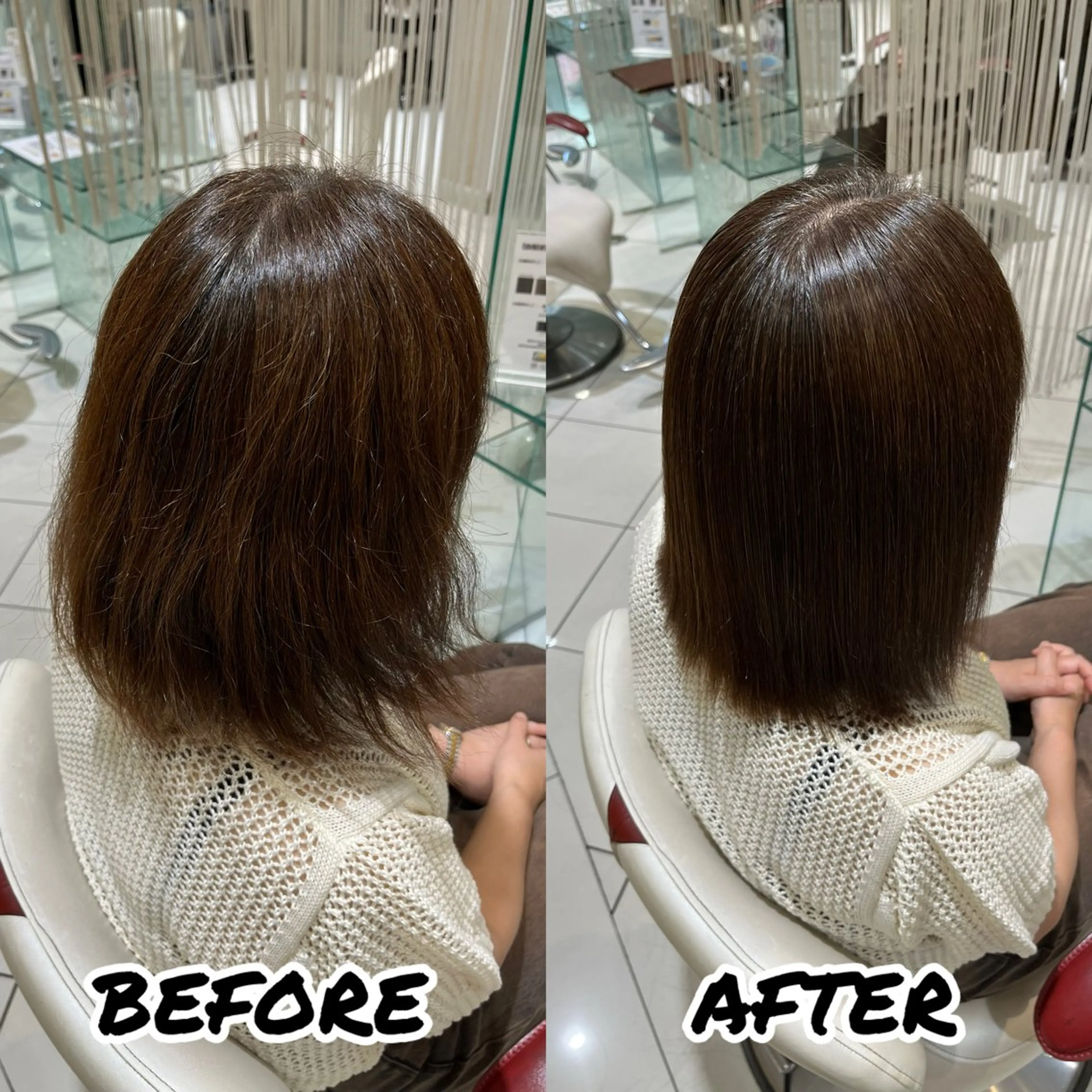 ミディアム カット 縮毛矯正 トリートメント 髪質改善美容師 鈴木のヘアスタイル