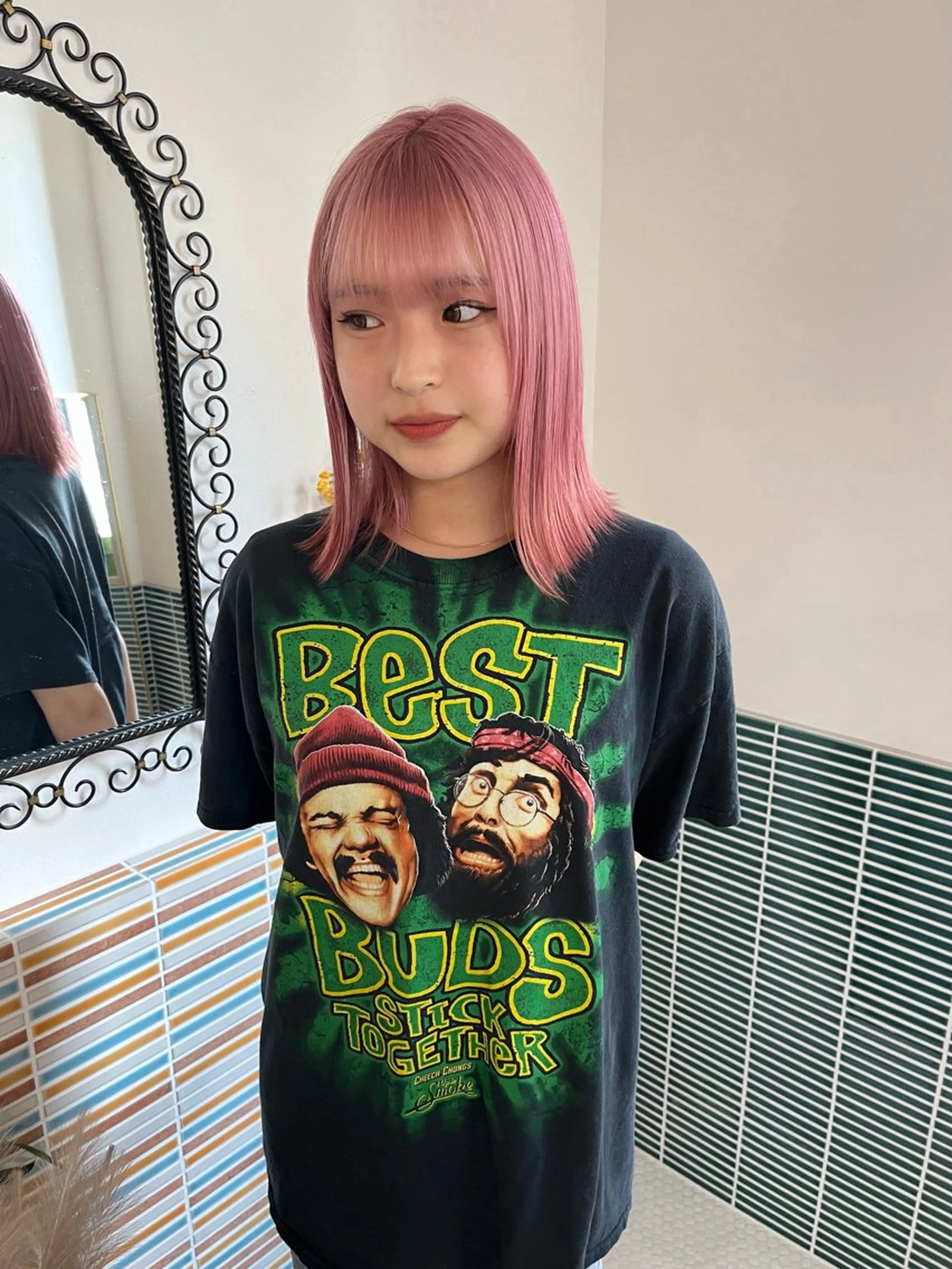 ミディアム カラー ベージュカラー ブリーチ ピンクカラー ピンクベージュ カット ヘアカラー トリートメント 🩷ハイトーン透明感 レイヤー🩷ユリカのヘアスタイル