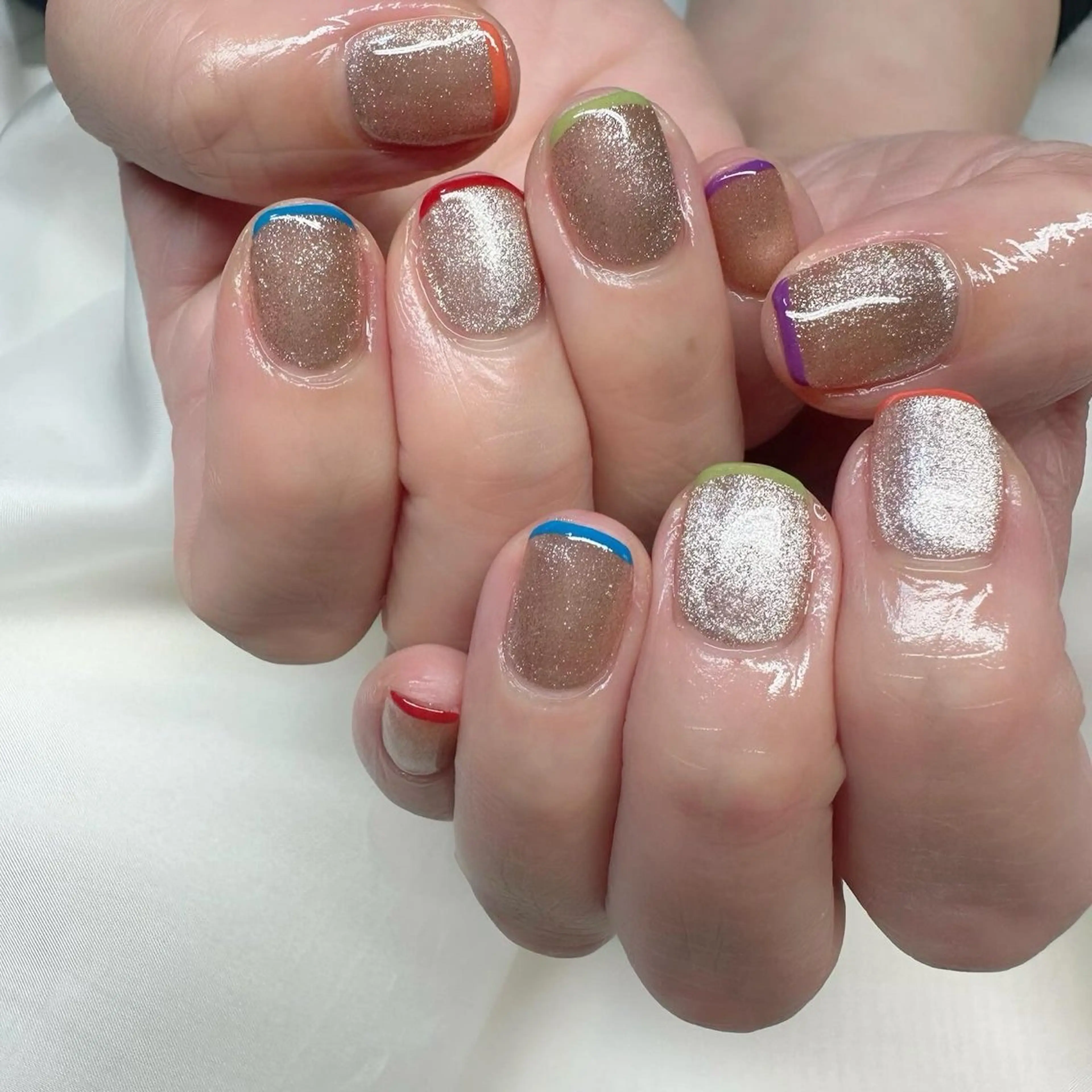 ネイル フレンチネイル 氷ネイル・うるうるネイル キラキラネイル 韓国ネイル マグネットネイル 🪞KAPE NAIL 🪞のネイルデザイン