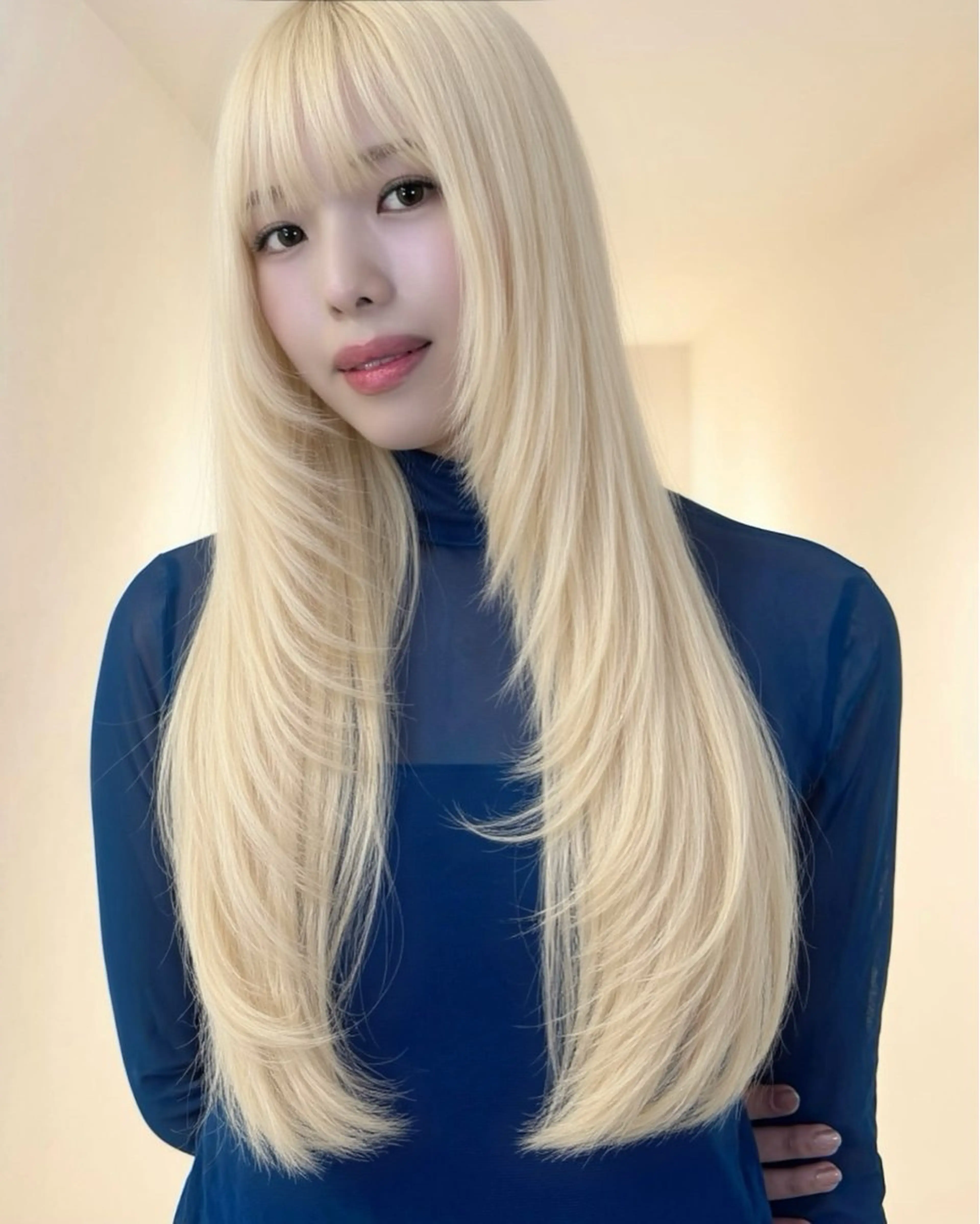 ロング カラー ヘアカラー トリートメント はな ブリーチ ハイトーン/ 渋谷のヘアスタイル