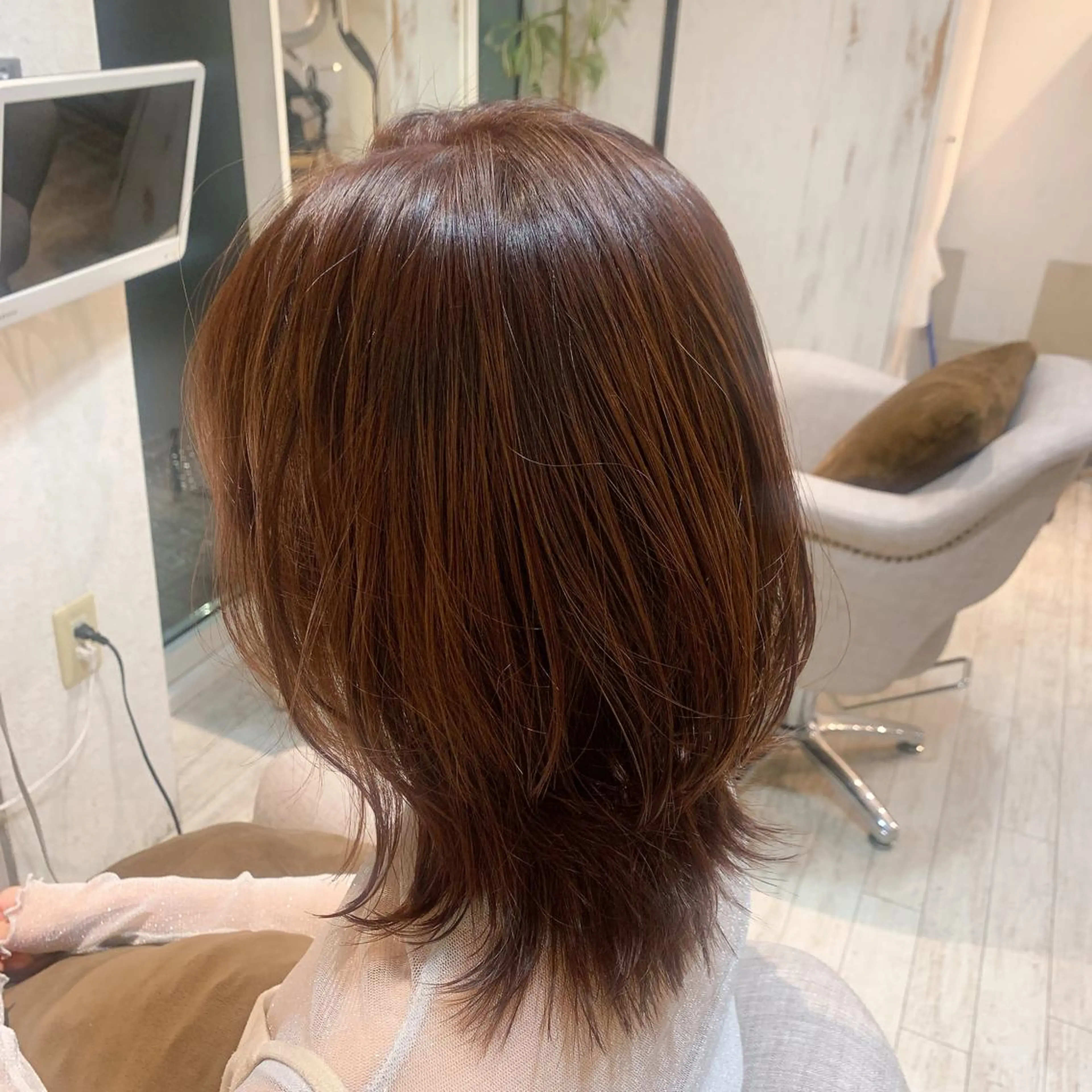 ミディアム カラー ブリーチ 透明感カラー ブリーチなしカラー if所属・大崎if ほりはるかのヘアスタイル