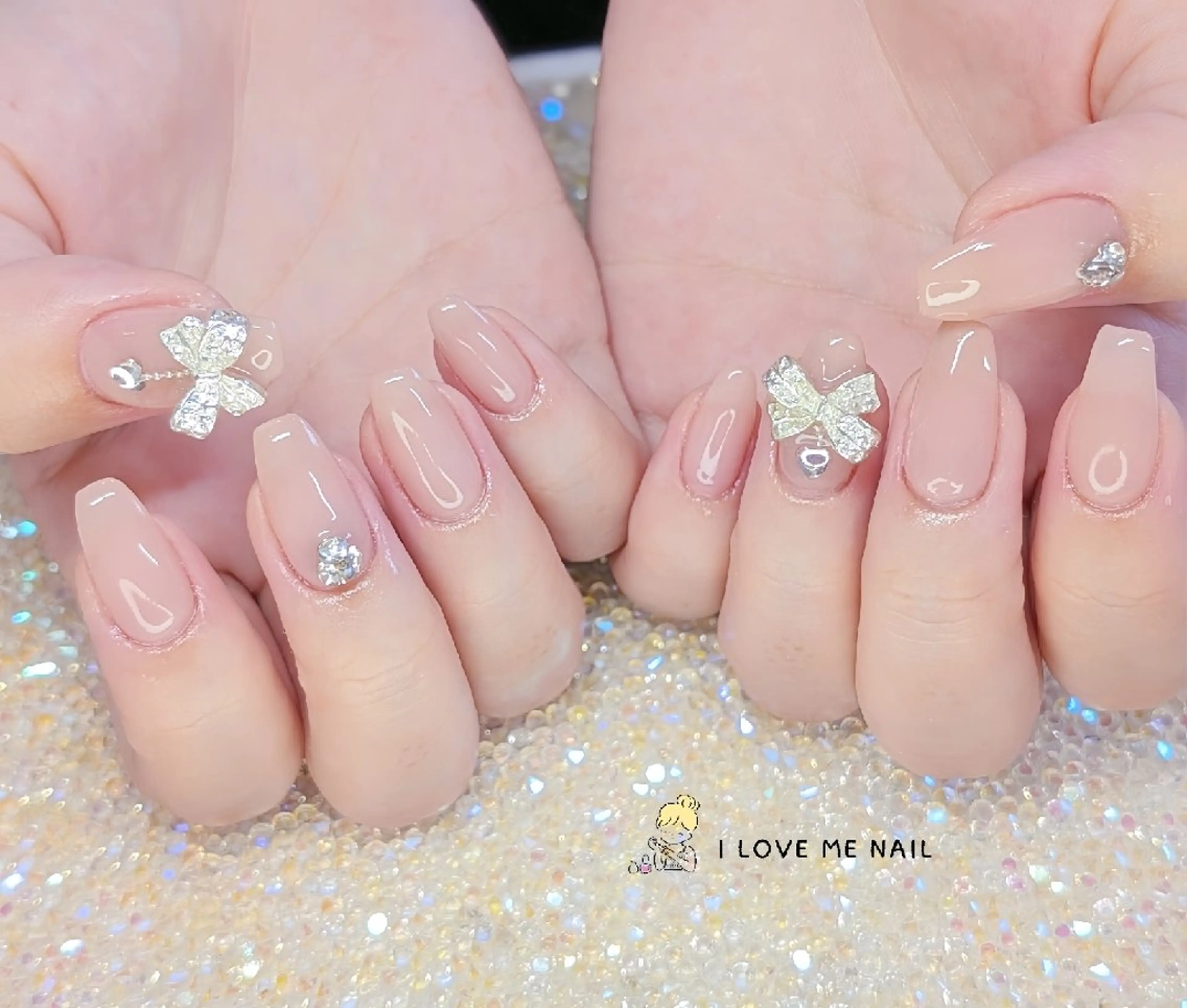ネイル 長さ出し ハート 韓国ネイル マグネットネイル ニュアンスネイル ハンドネイル I LOVE ME  NAIL.｡.:*♡のネイルデザイン