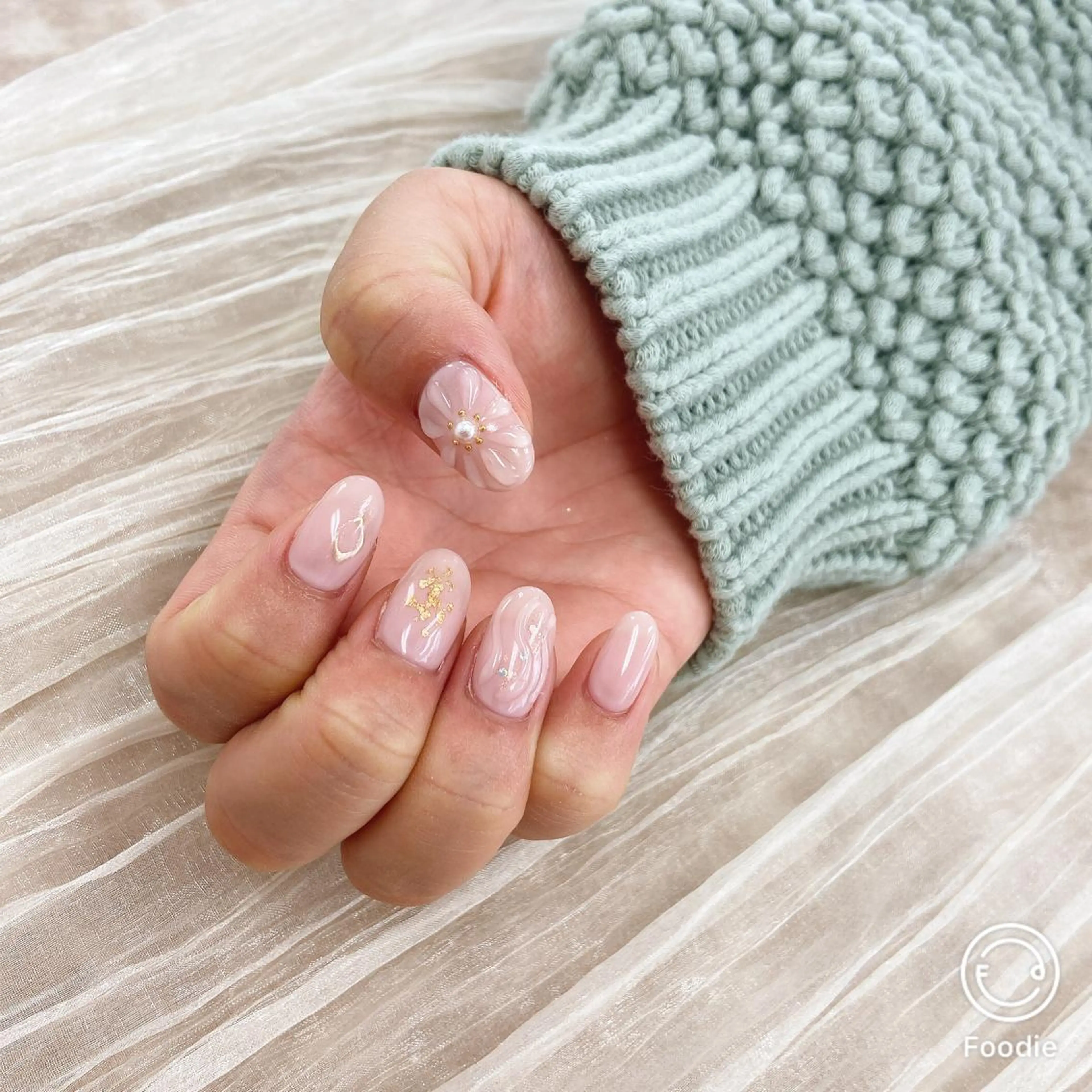 ネイル クリアネイル フラワーネイル ぷっくりネイル ネイリスト あこのネイルデザイン