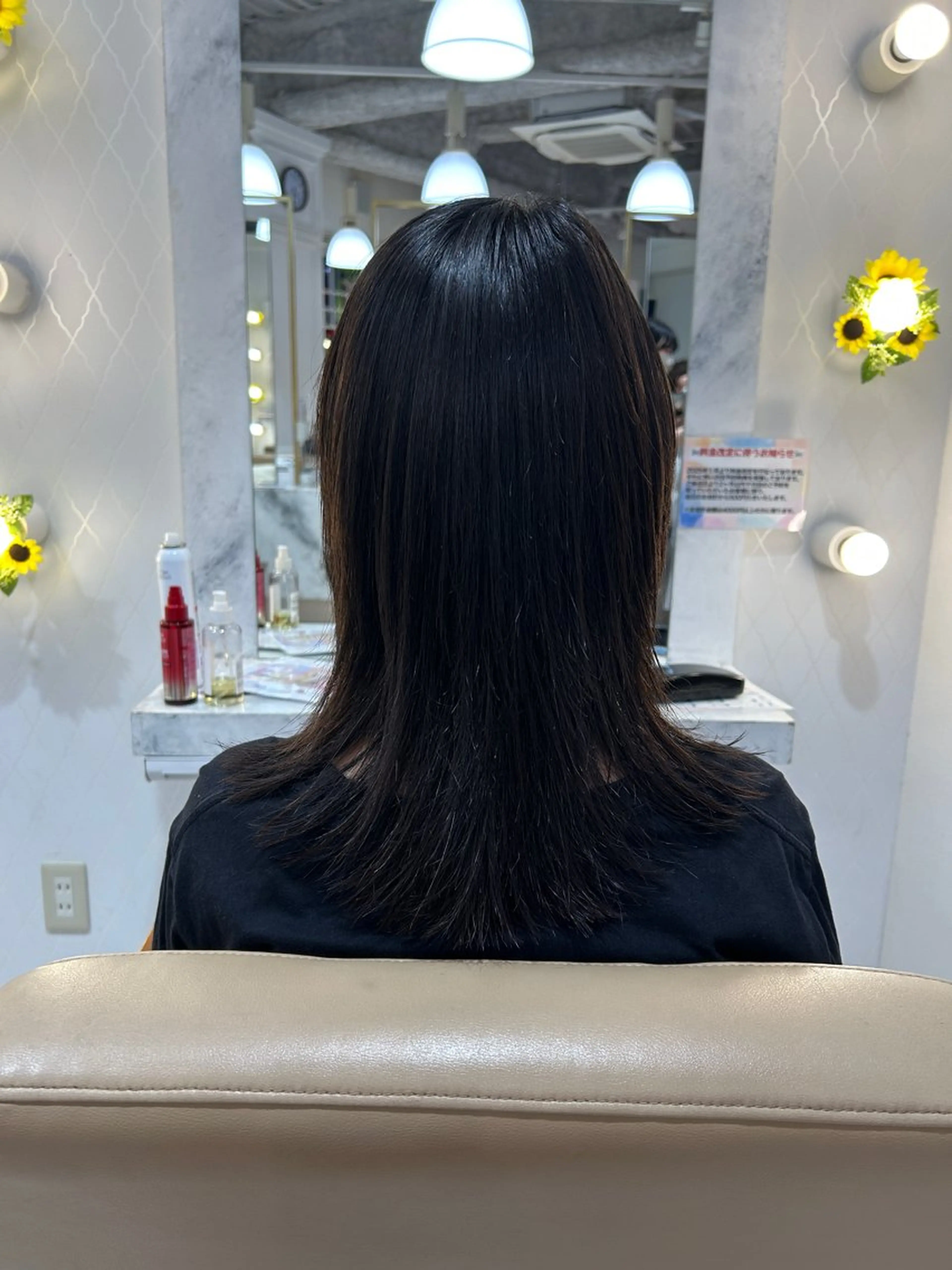 セミロング 縮毛矯正 ウルフカット 縮毛矯正 Yuu/髪質改善 デザインカラーのヘアスタイル