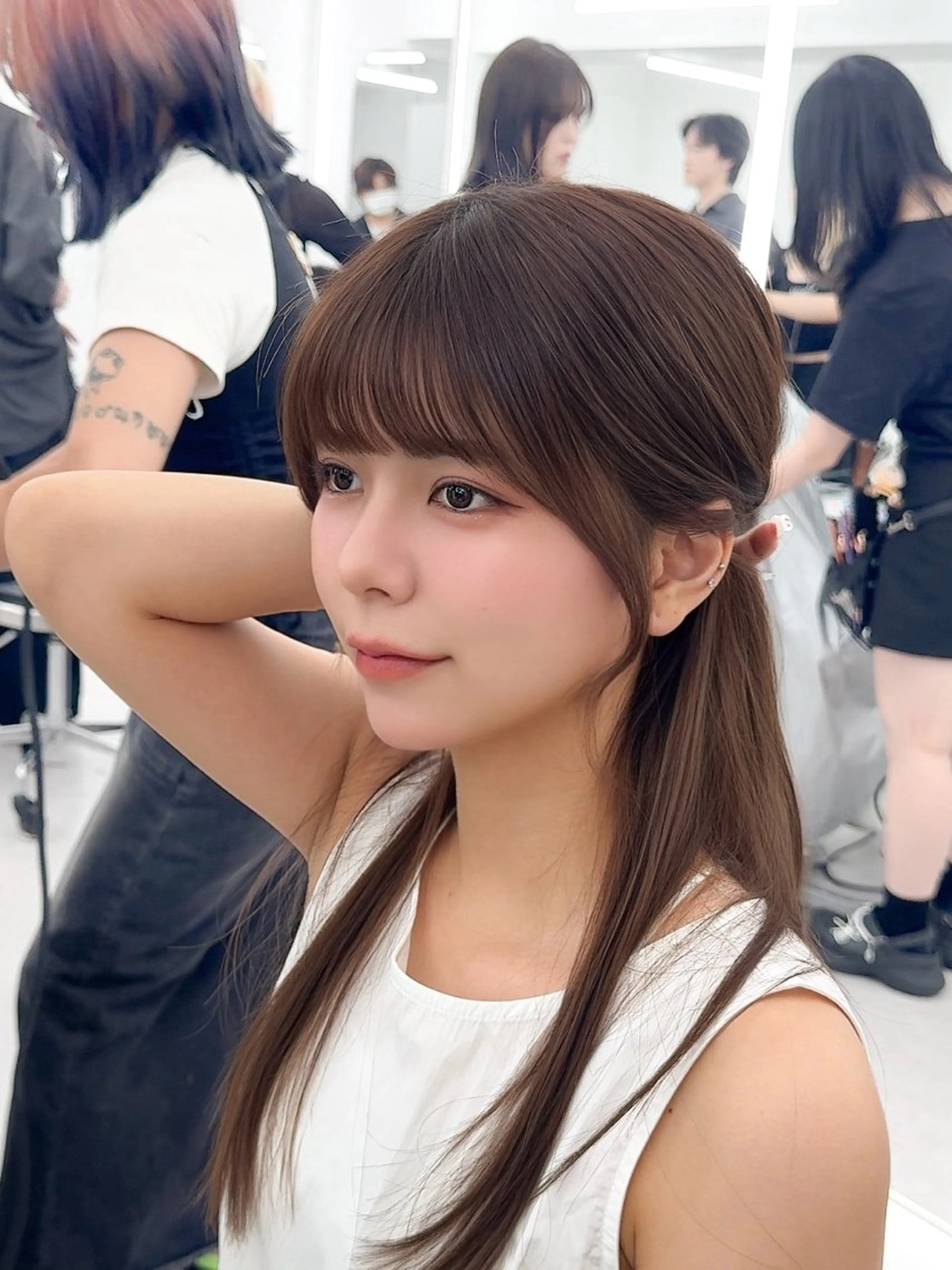 ミディアム カラー ヘアアレンジ カット ヘアカラー ヘアセット 最小顔周りカット/ くびれヘア/窪田洸希のヘアスタイル