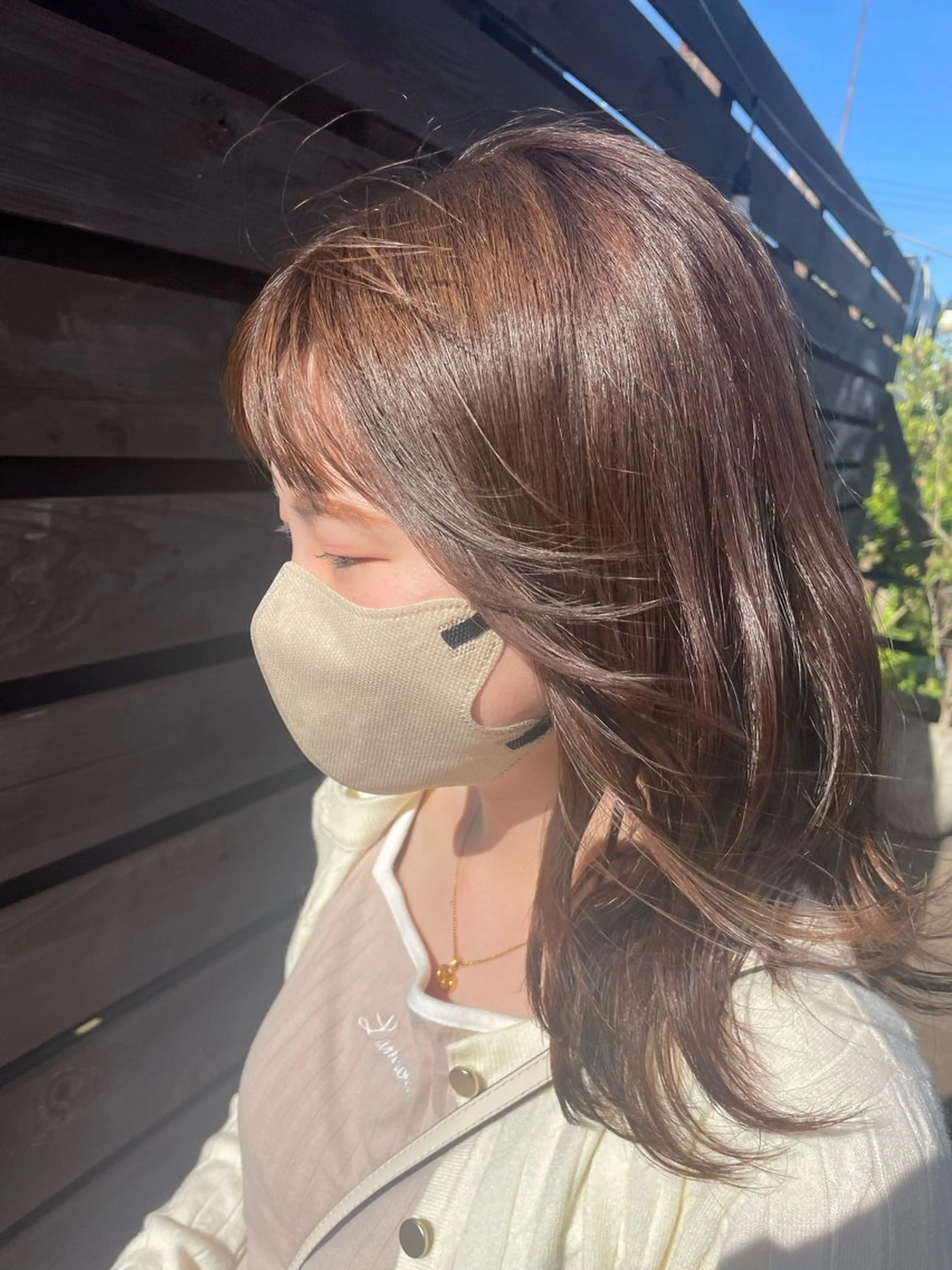 ミディアム カラー ベージュカラー ブリーチ ブリーチなしカラー 梨子🐣艶カラー🌈 ダメージレス💖のヘアスタイル