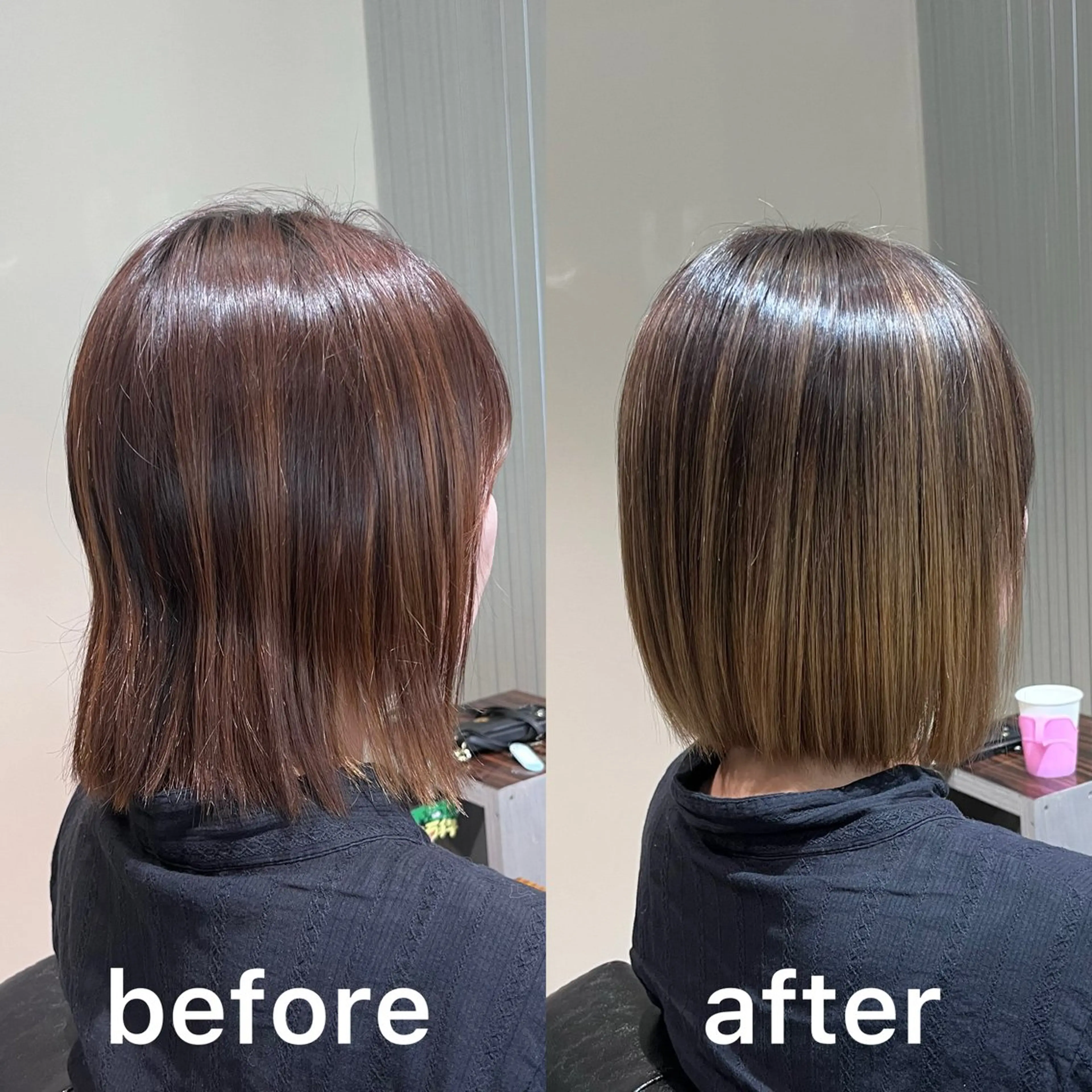 ショート カラー バレイヤージュ ベージュカラー ブリーチ 髪質改善 レイヤーカット ヘアカラー KIZU 髪質改善 オカルト怪談のヘアスタイル