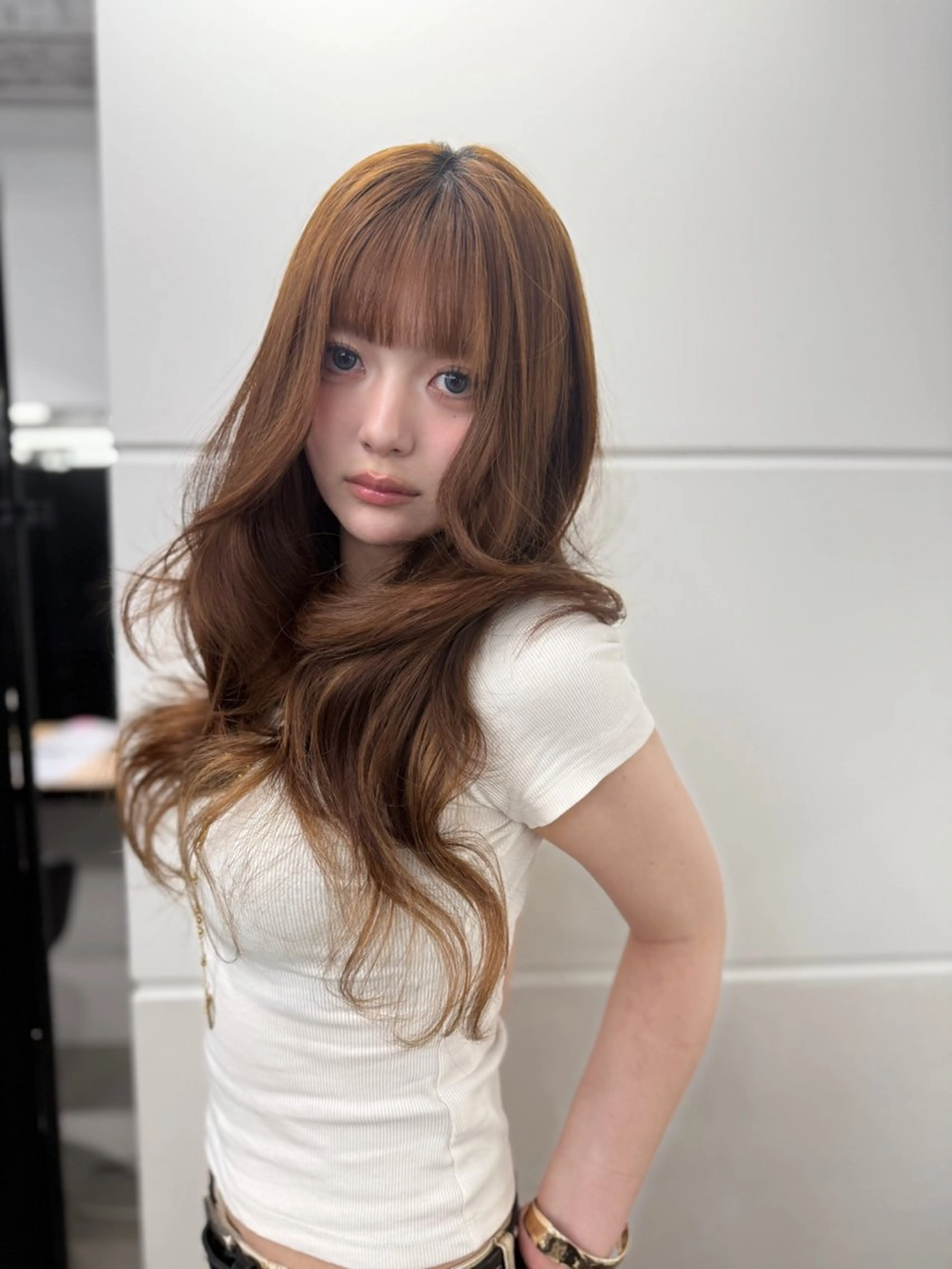 ロング 韓国風ヘア カット ヘアカラー トリートメント ヘアセット ブルーブラック レイヤー/TERUのヘアスタイル