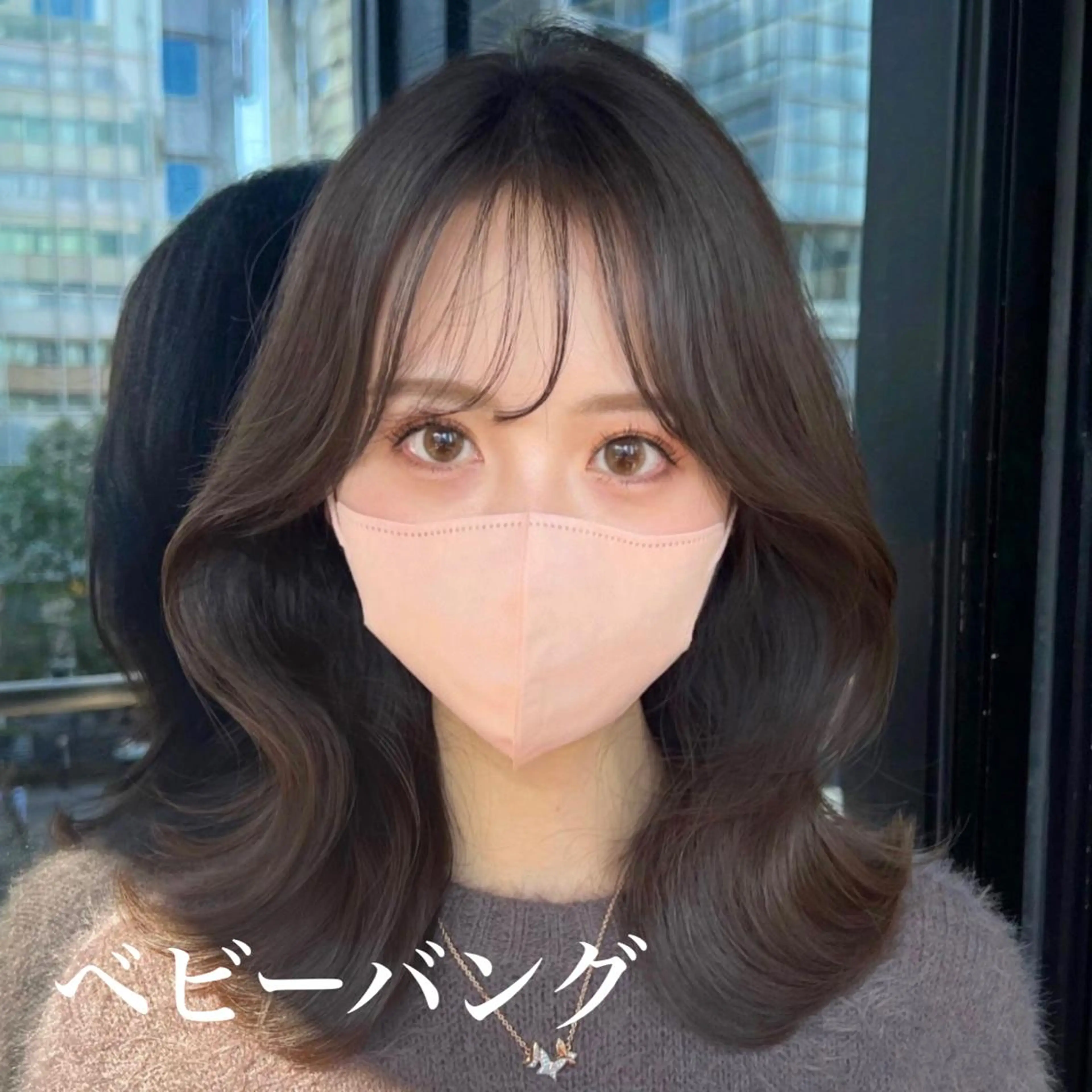 セミロング カラー 韓国ヘア♡ 顔まわりカットayaのヘアスタイル