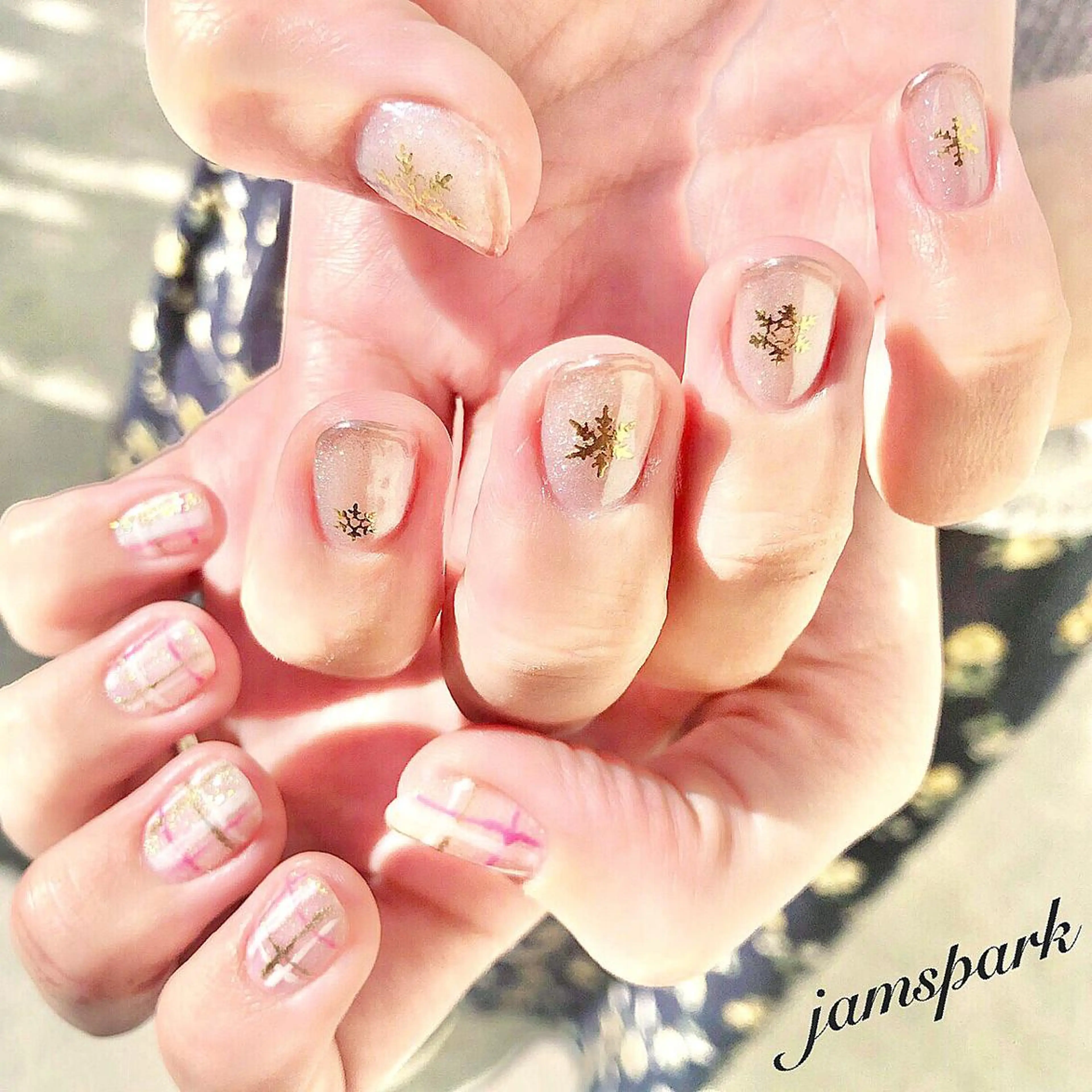 ネイル フレンチネイル ニュアンスネイル ピンク ショートネイル 冬ネイル ハンドネイル jamspark ✨のネイルデザイン