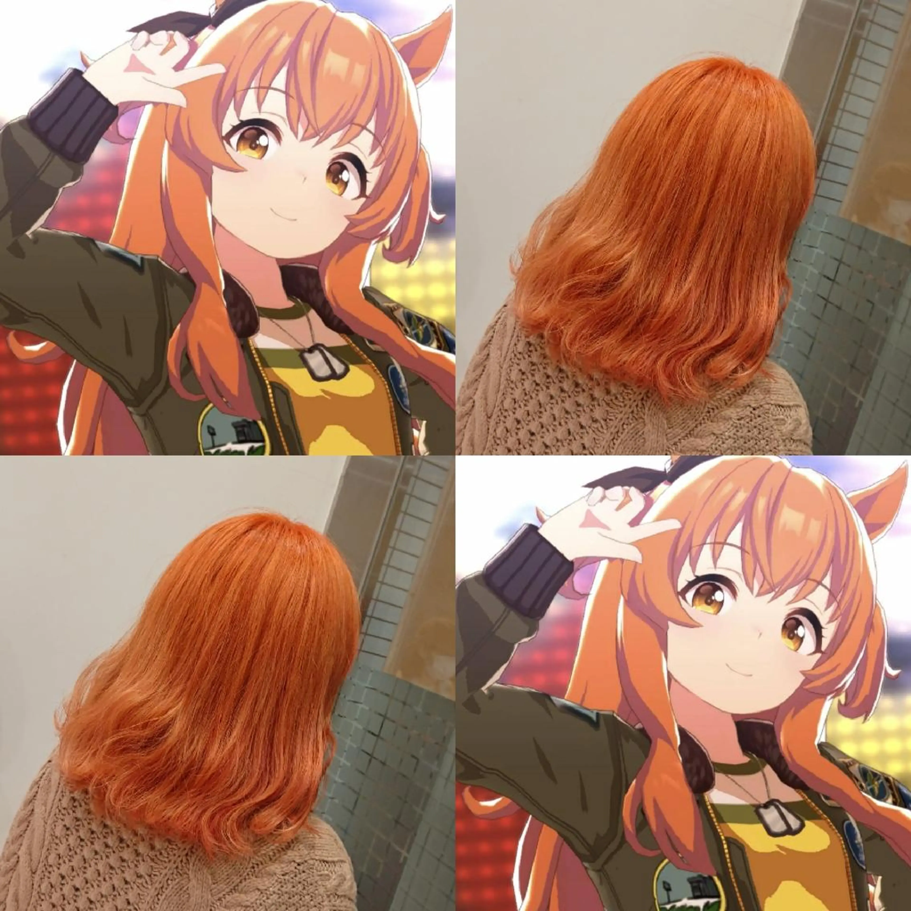 ミディアム カラー ブリーチ ブロンド ケアブリーチ オレンジ あらげ 🌈推しカラー🌈ᵕのヘアスタイル