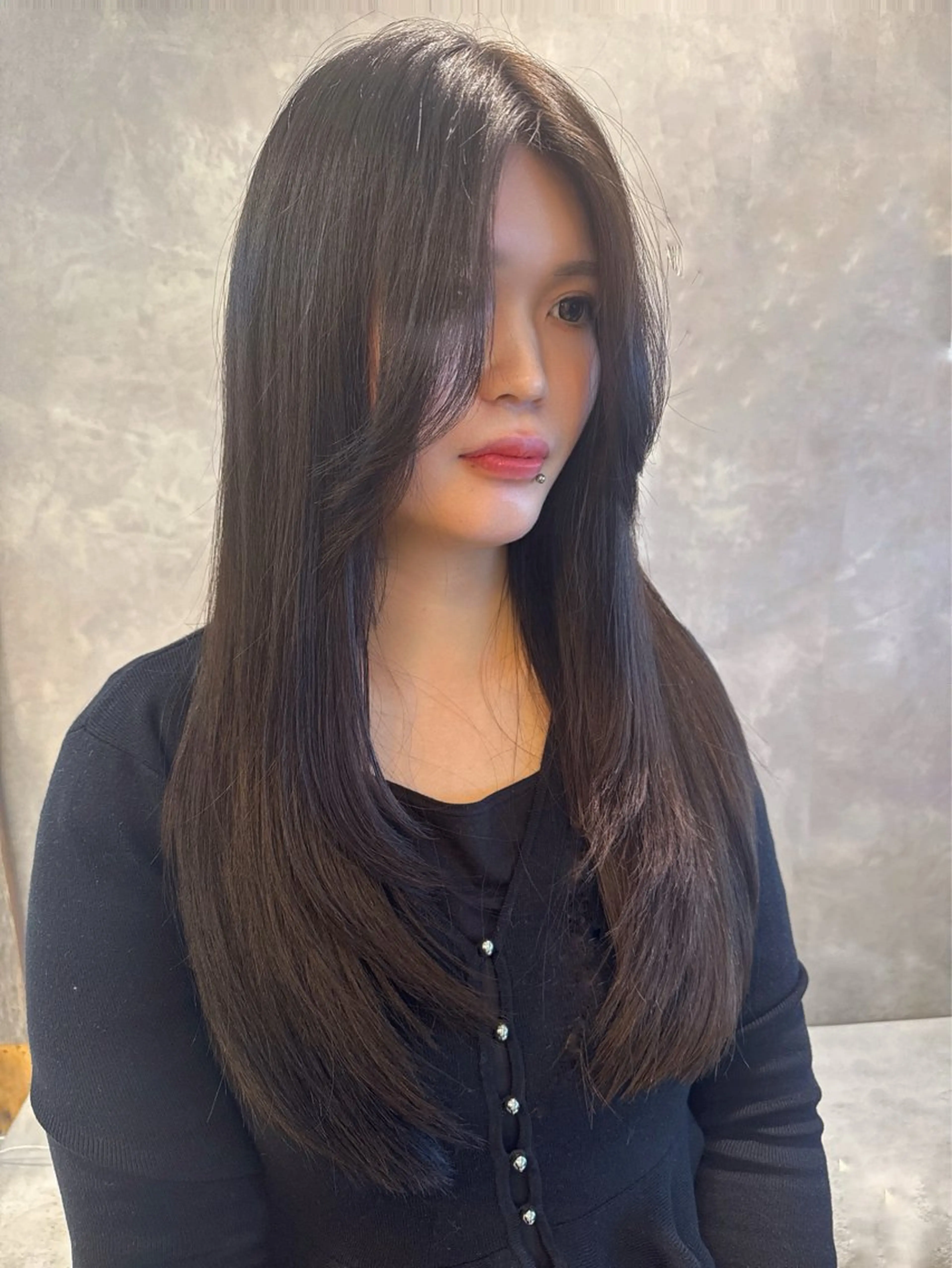 ロング rioカット無料縮毛 矯正♡韓国レイヤーのヘアスタイル